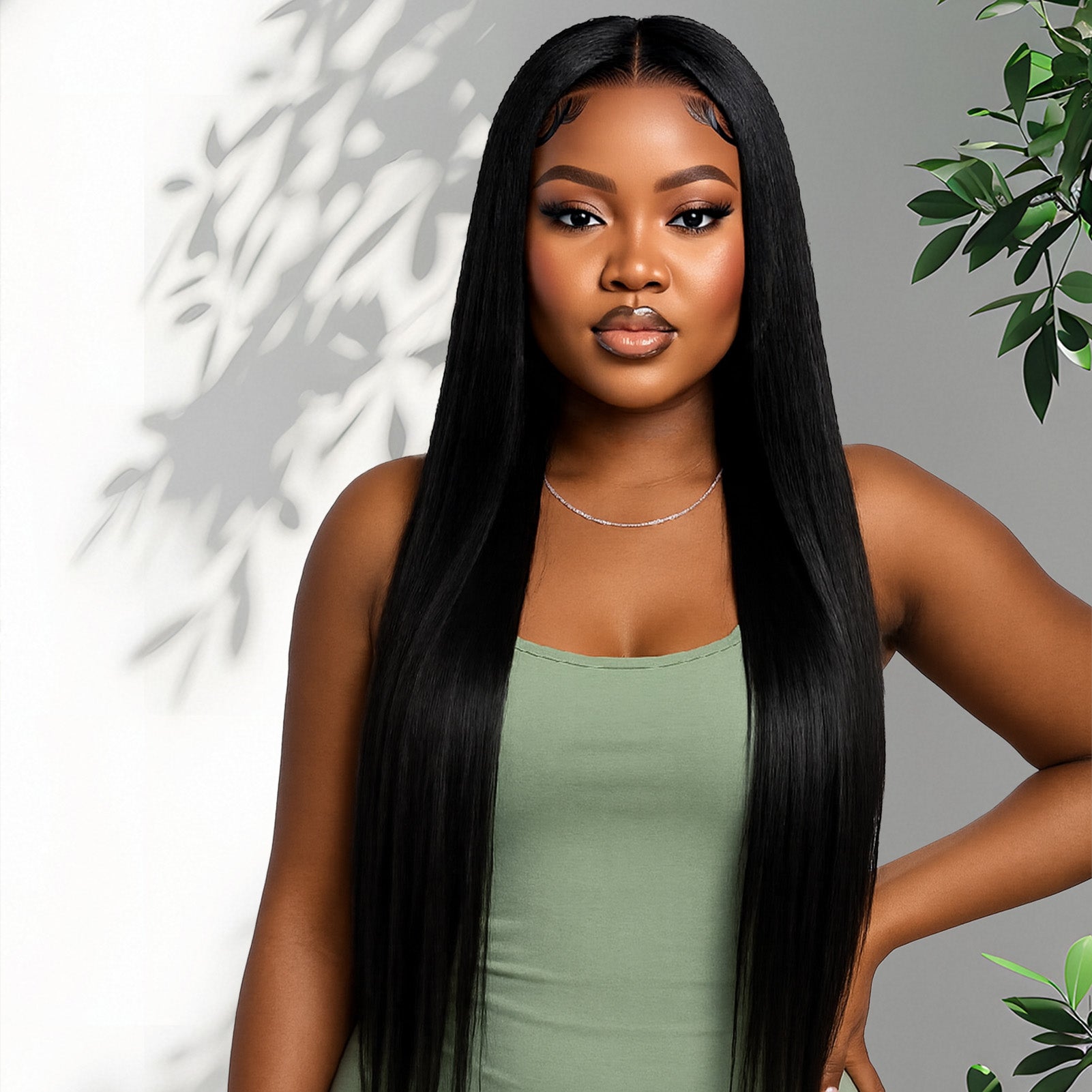 GOIPLE Black 13x4 Lace Straight Wig With 180% Density Personality Daily Life