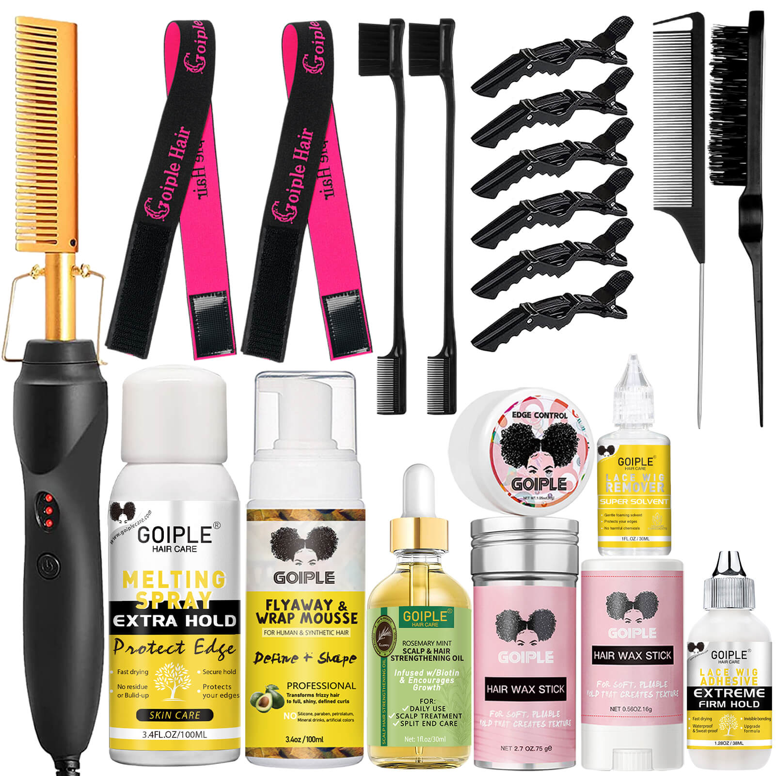 Electric Hot Comb with Adjustable Settings Fast Heating Set