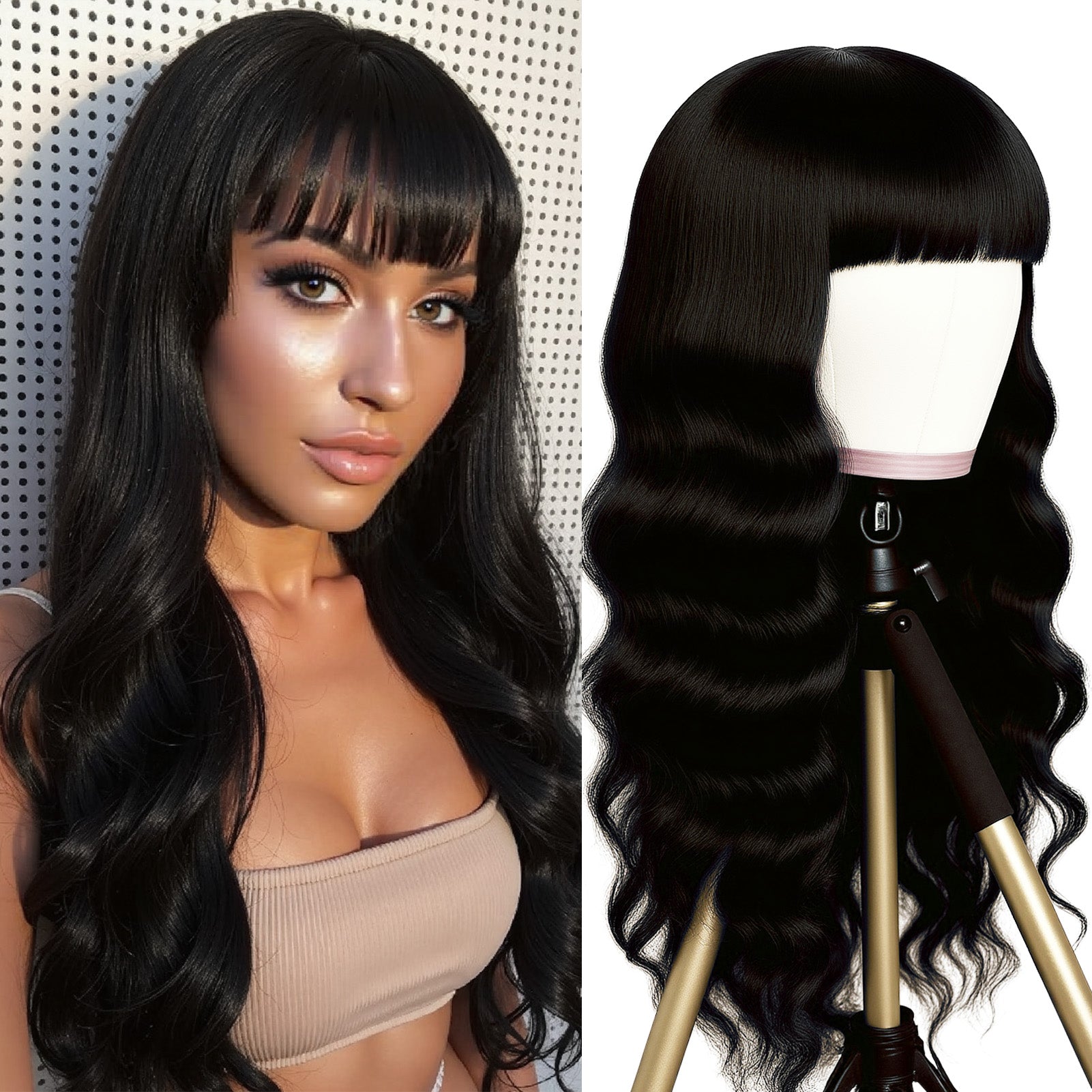 GOIPLE Black BODY With Bands Premium Hair Wig – 180% Density Natural Look for Daily Wear & Commuting