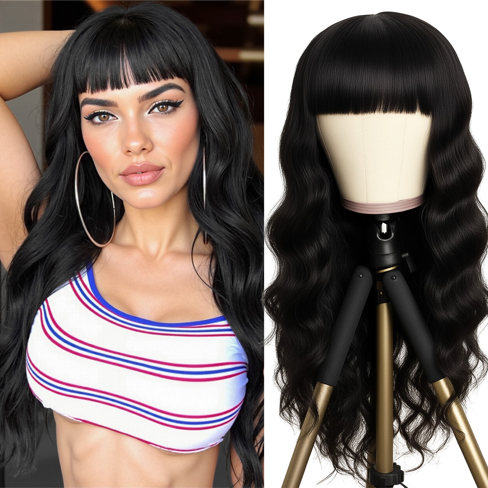GOIPLE Black BODY With Bands Premium Hair Wig – 180% Density Natural Look for Daily Wear & Commuting