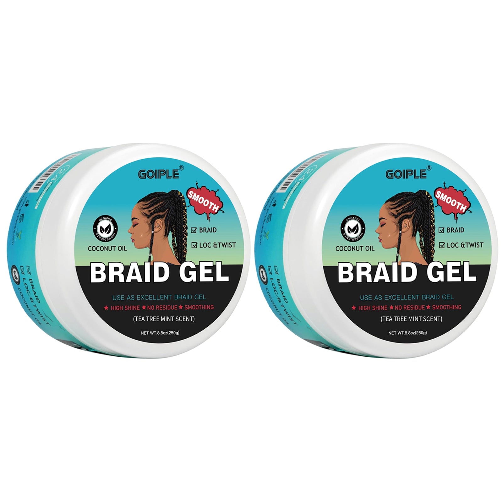 8.8oz Extra Hold High Shine Braiding Gel(Tea Tree)