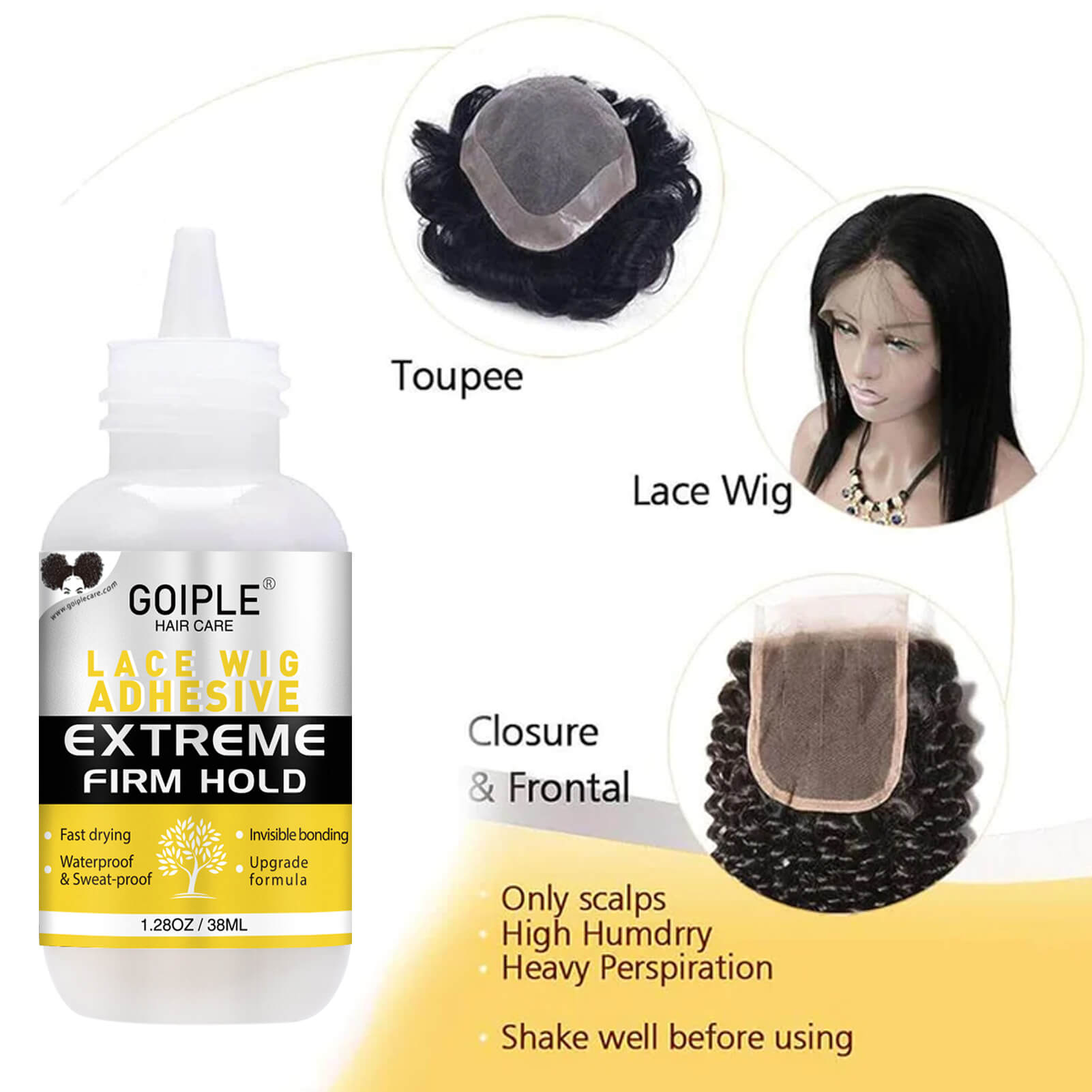 8Pcs Waterproof Lace Glue for Wigs Set 1.34OZ