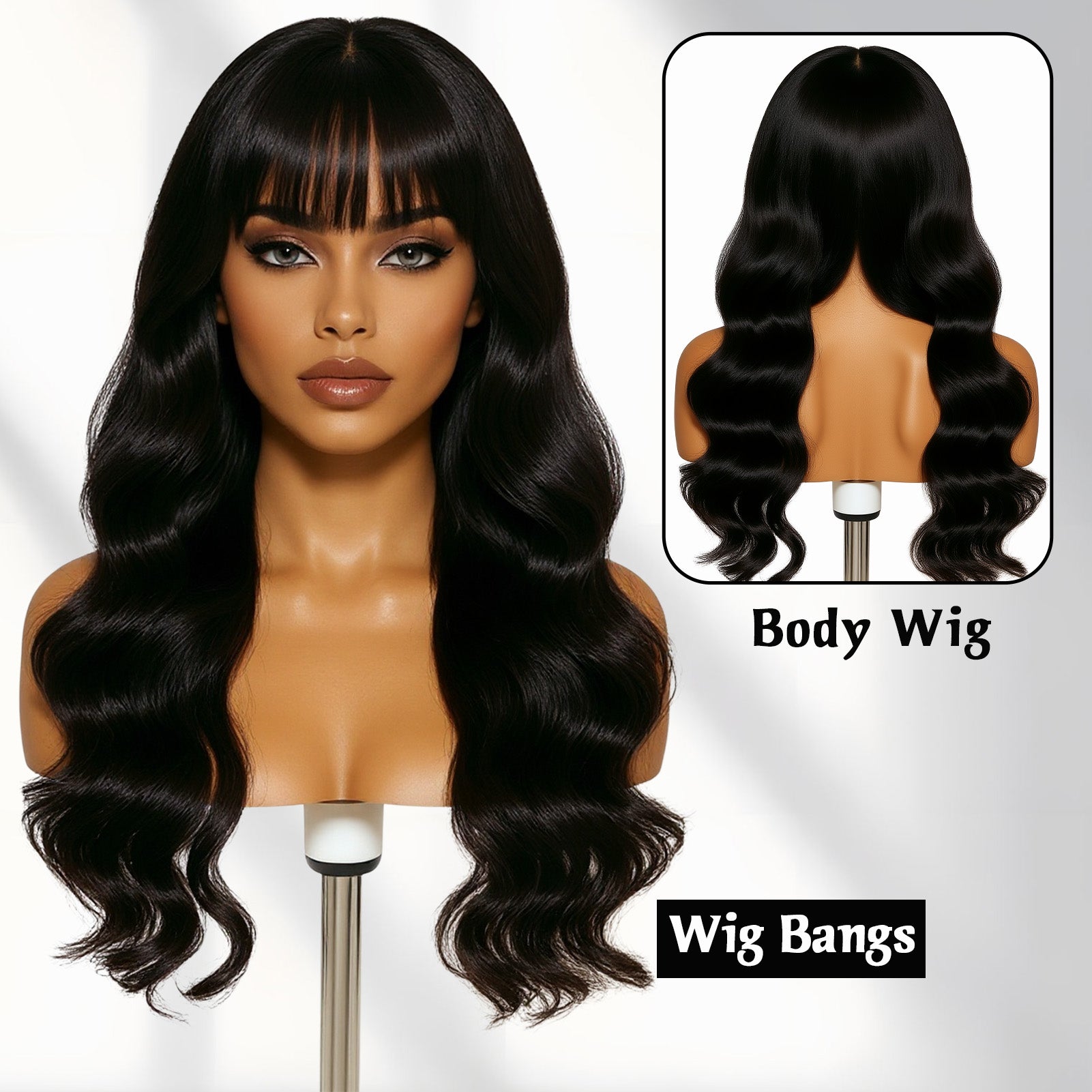 GOIPLE Black BODY With Bands Premium Hair Wig – 180% Density Natural Look for Daily Wear & Commuting