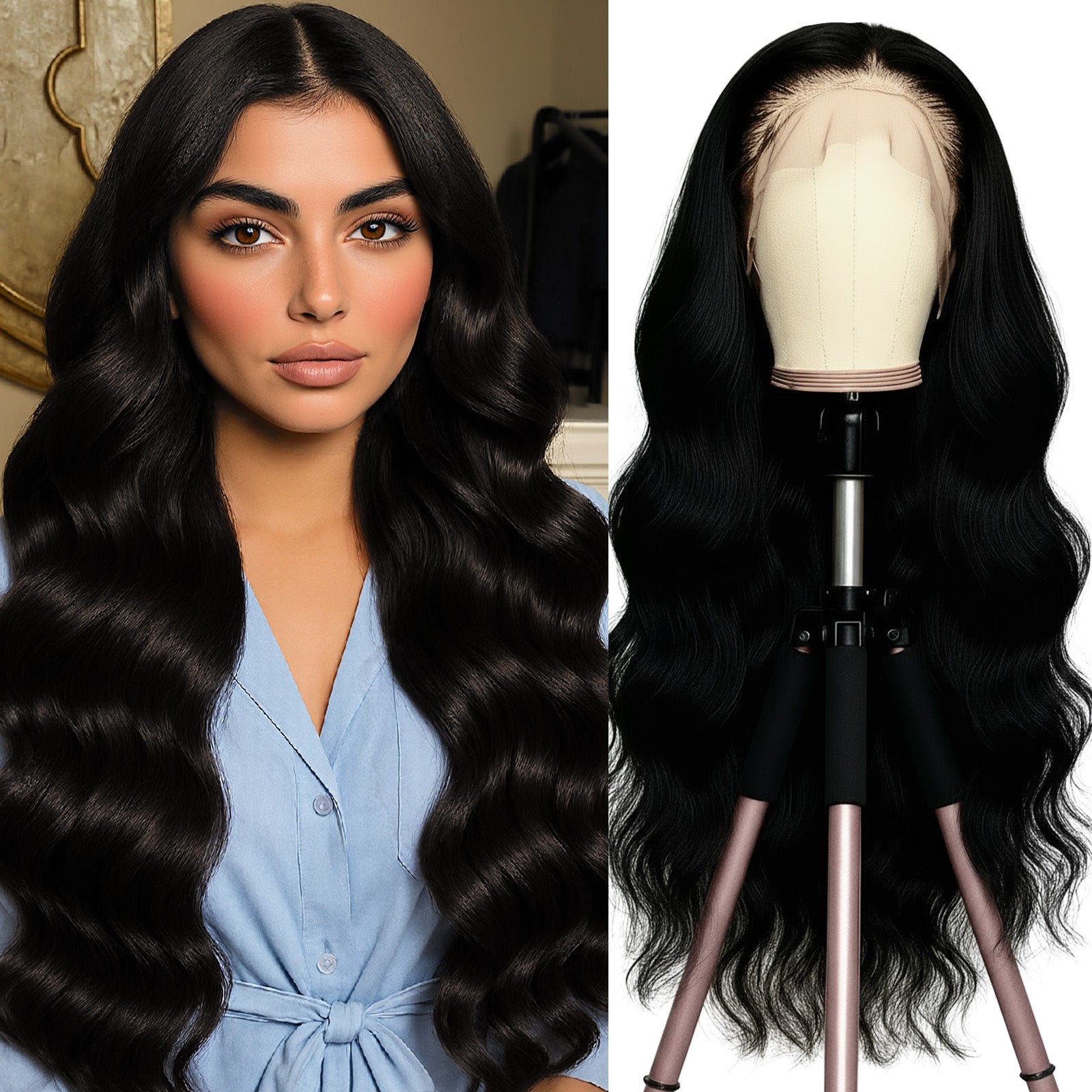 GOlPLE Black Lace 5*5 BODY Wig With 180%Density Personality Daily Life