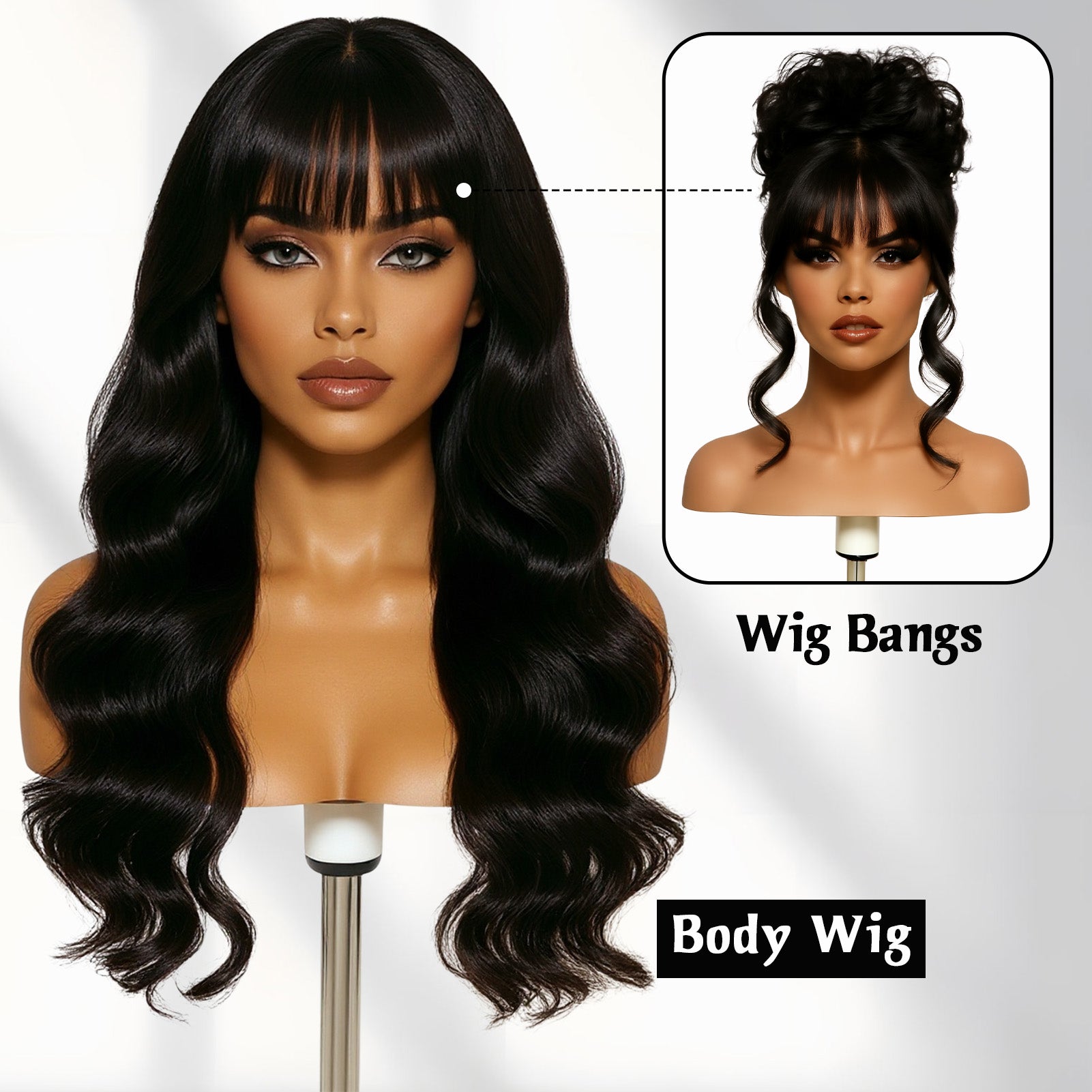 GOIPLE Black BODY With Bands Premium Hair Wig – 180% Density Natural Look for Daily Wear & Commuting