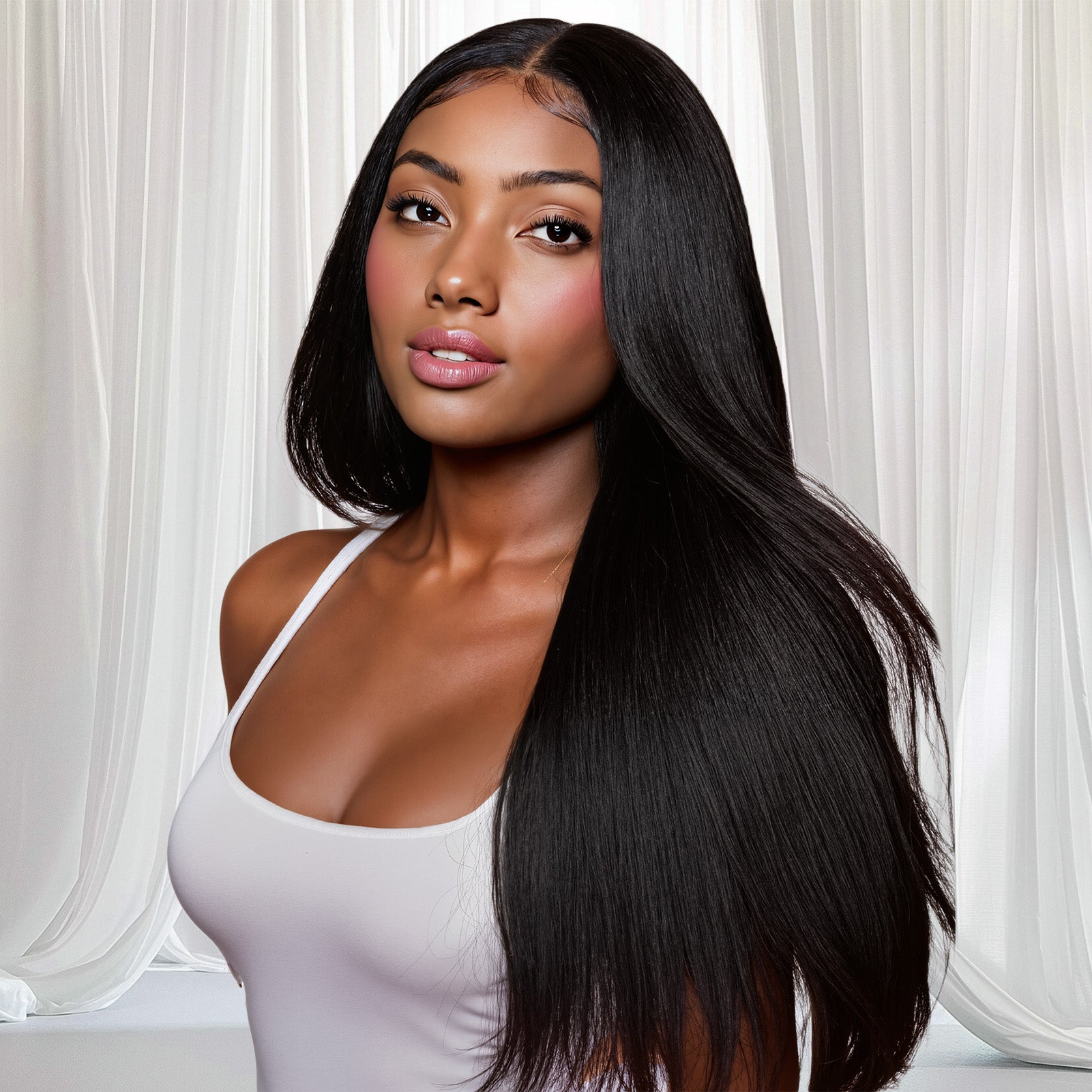 GOIPLE Black 13x4 Lace Straight Wig With 180% Density Personality Daily Life