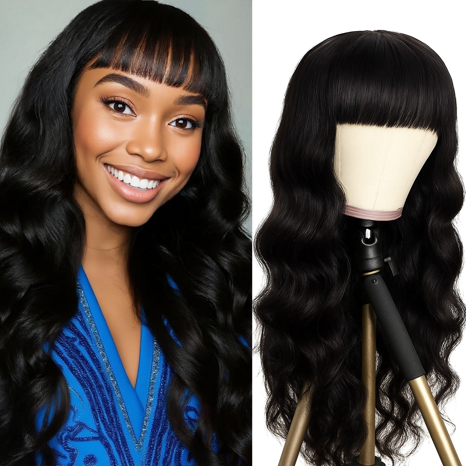 GOIPLE Black BODY With Bands Premium Hair Wig – 180% Density Natural Look for Daily Wear & Commuting