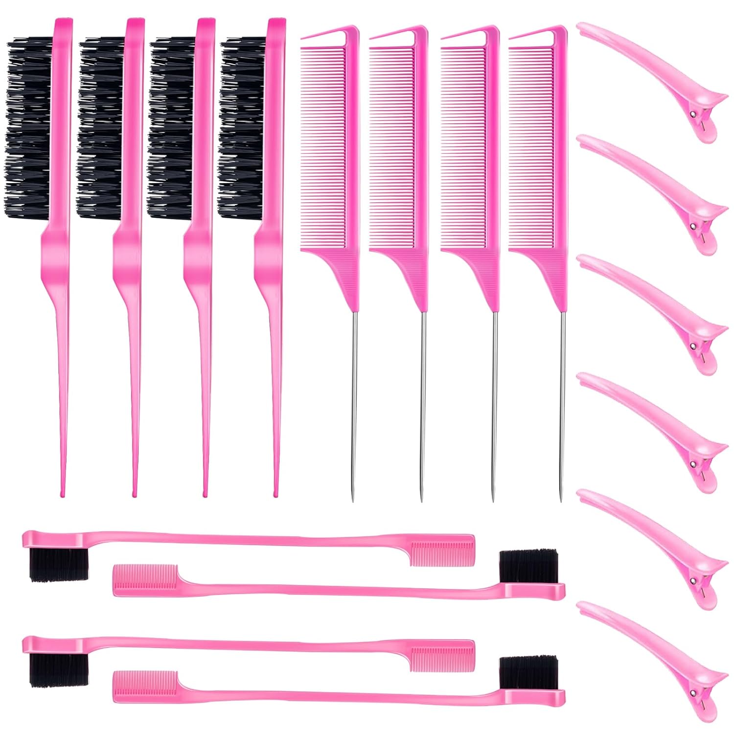 18 Pieces Hair Styling Comb Hair Brush Set, Nylon Teasing Hair Brush Rat Tail Comb