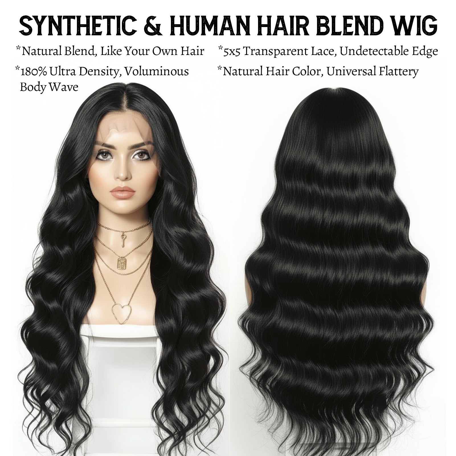 GOlPLE Black Lace 5*5 BODY Wig With 180%Density Personality Daily Life