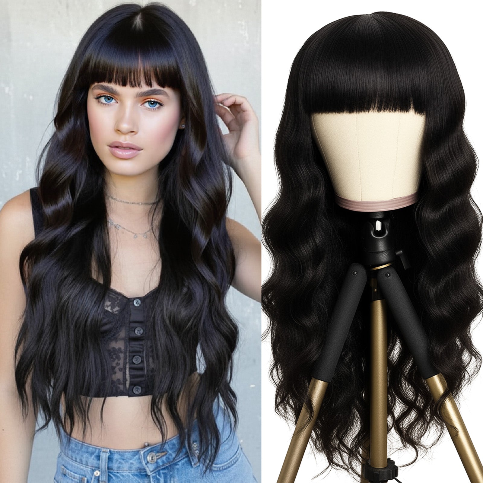 GOIPLE Black BODY With Bands Premium Hair Wig – 180% Density Natural Look for Daily Wear & Commuting