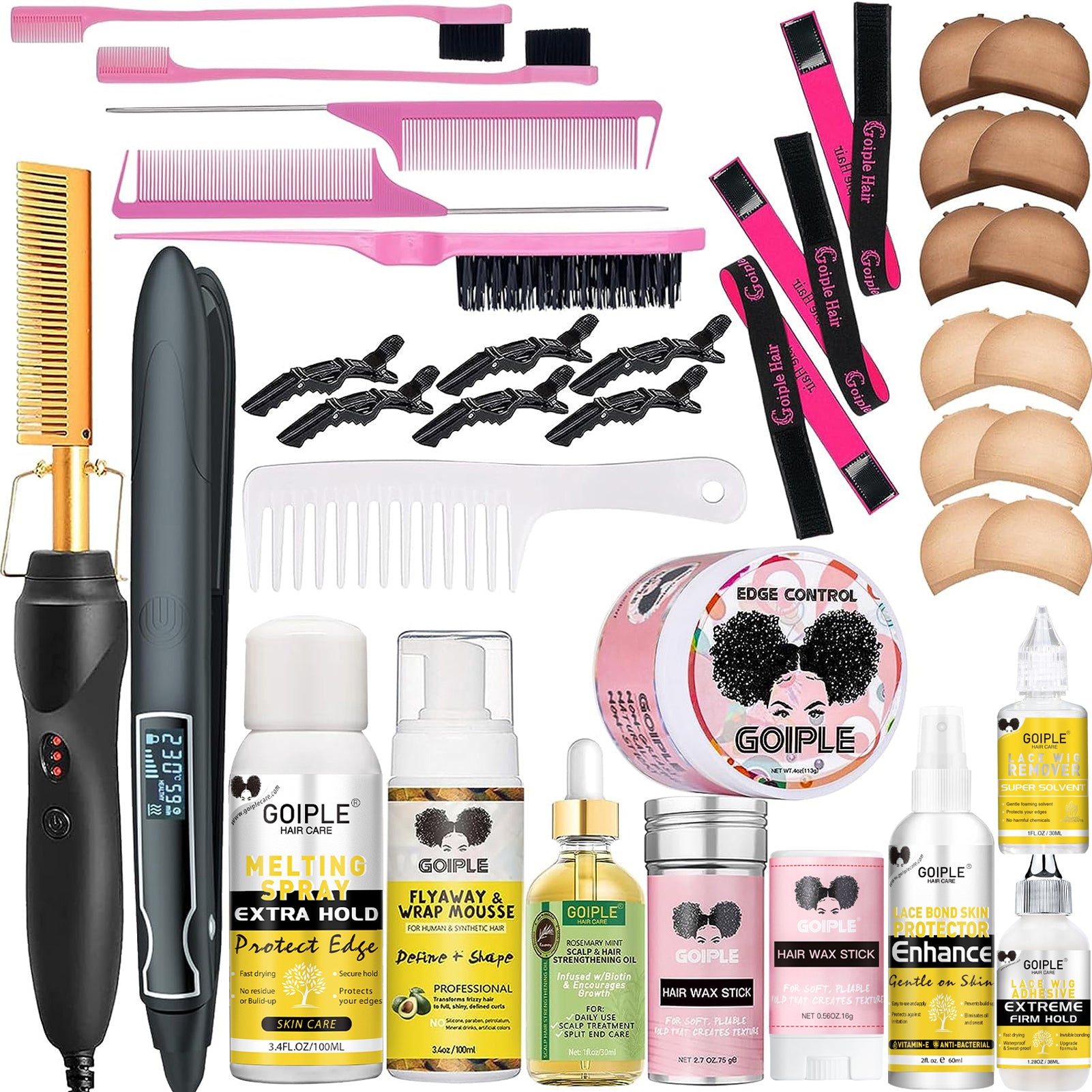 12Pcs Electric Hot Comb Hair Straightener Kit