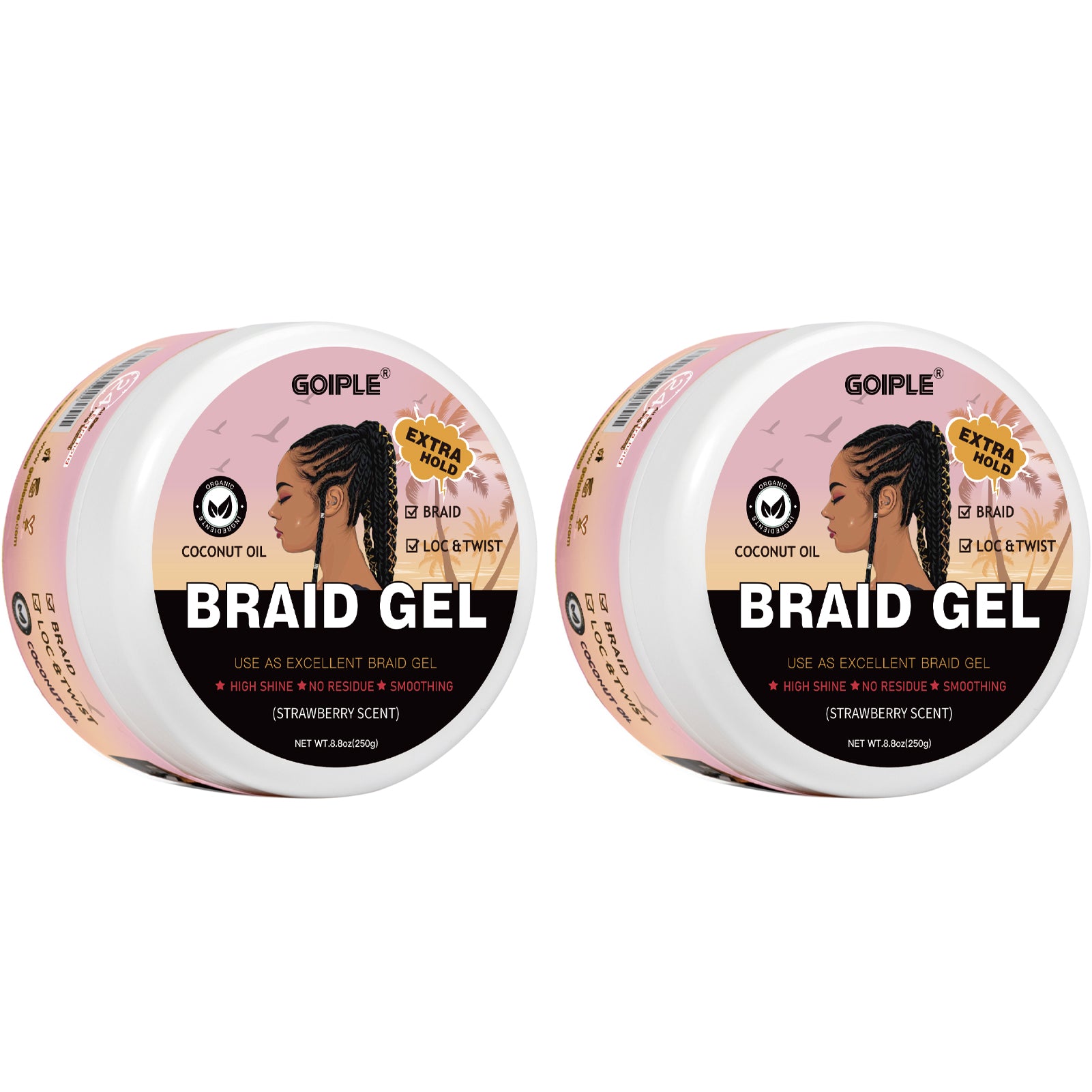 Extra Hold High Shine Braid Gel for Twist  (Strawberry )