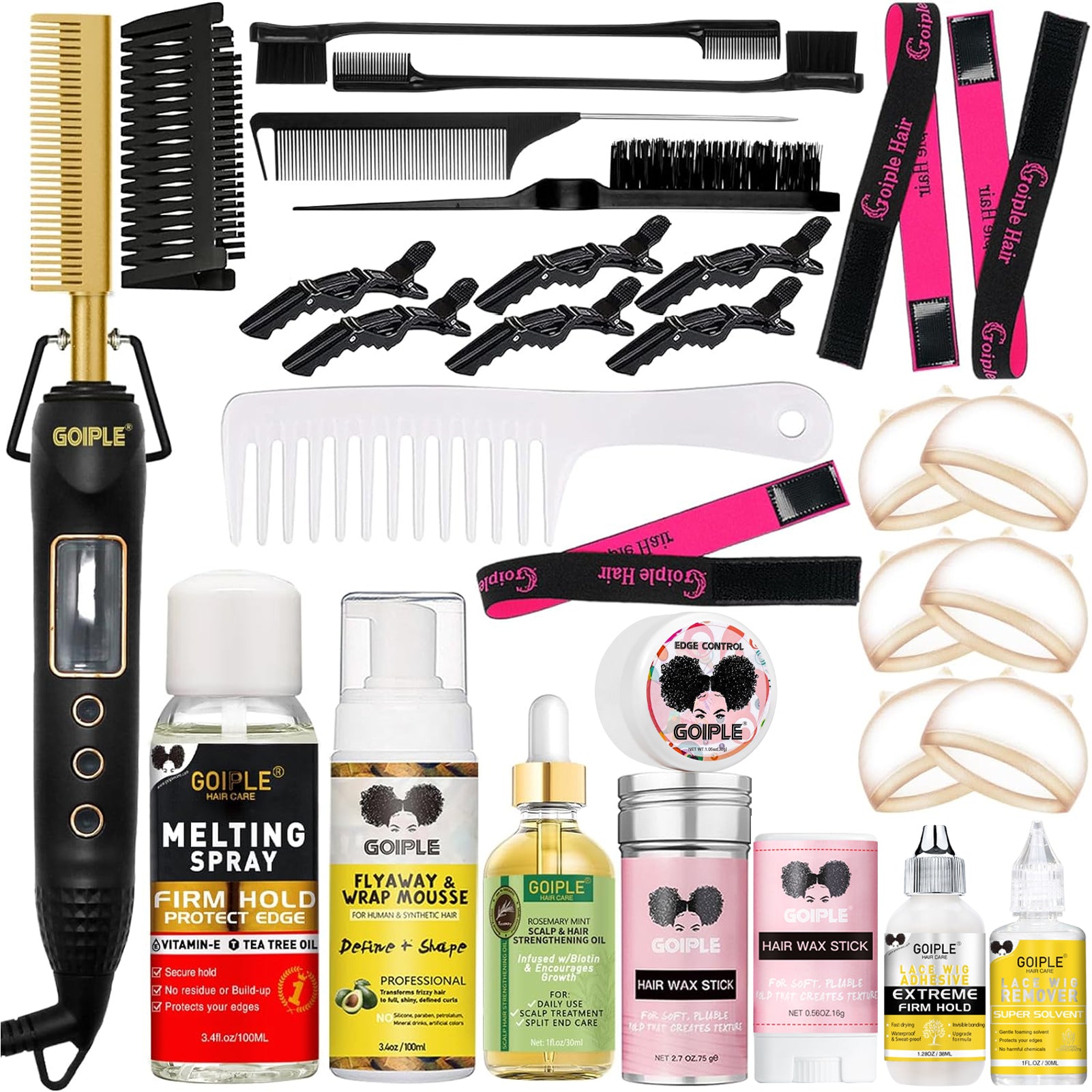 12Pcs Electric Hot Comb Hair Straightener Kit