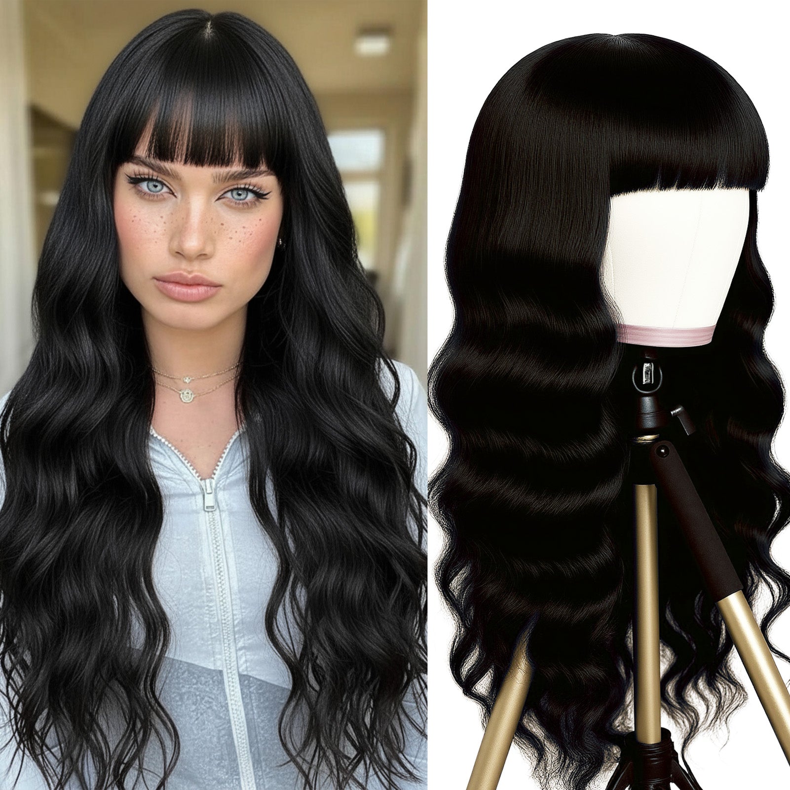 GOIPLE Black BODY With Bands Premium Hair Wig – 180% Density Natural Look for Daily Wear & Commuting