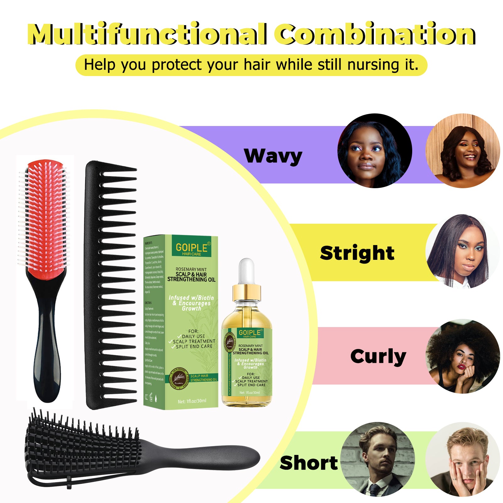 Detangling Brush for Curly Hair Set