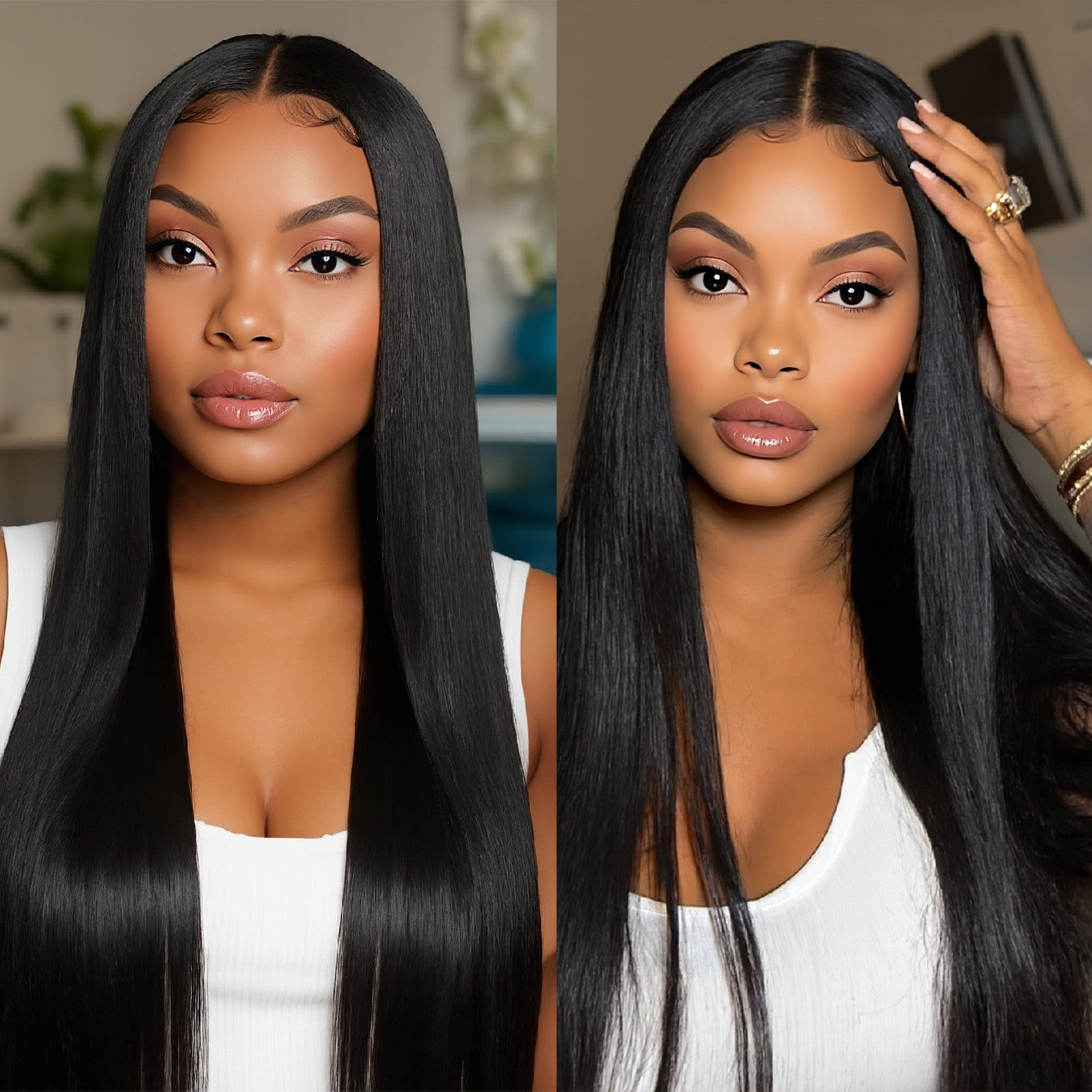 GOIPLE Black 13x4 Lace Straight Wig With 180% Density Personality Daily Life