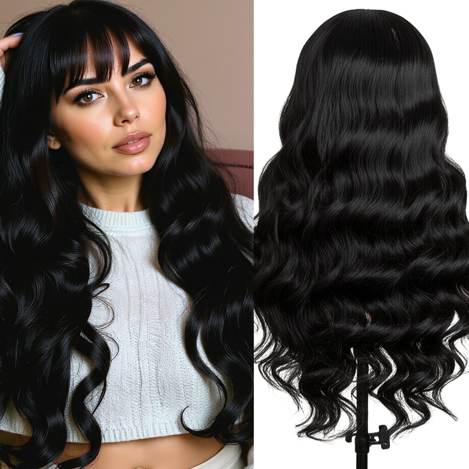 GOIPLE Black BODY With Bands Premium Hair Wig – 180% Density Natural Look for Daily Wear & Commuting