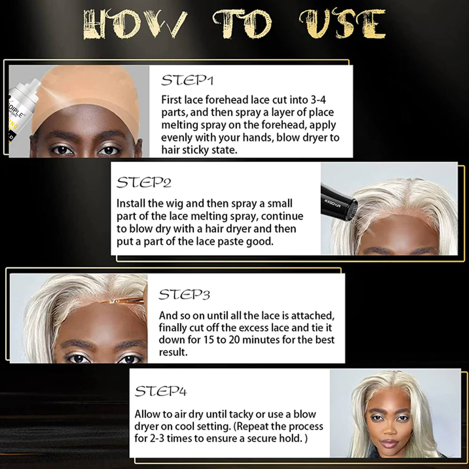 Lace Melting Spray and Lace Glue for Lace Front Wigs Set