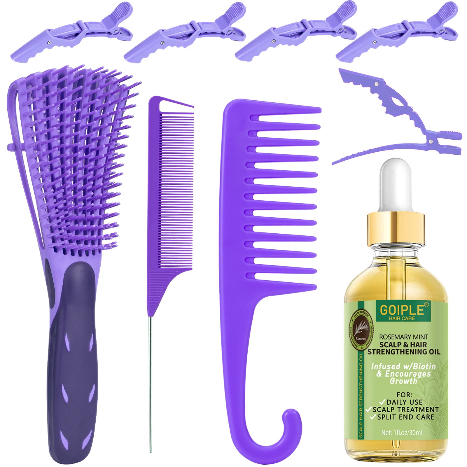 Hair Comb Detangling Brush Rosemary Oil Set