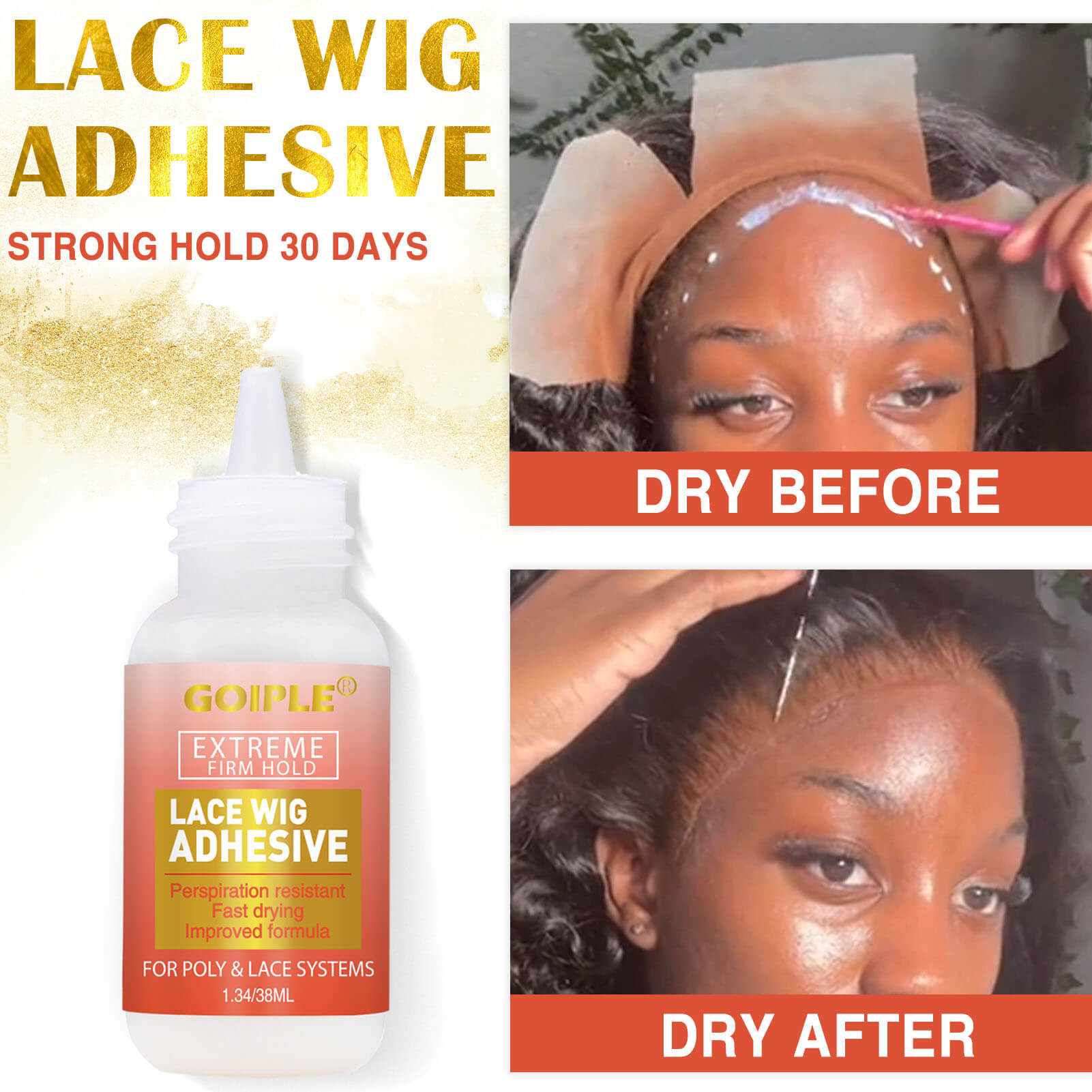 Lace Front Wig Glue Dual Tip Applicator Wig Glue Adhesive, Strong Hold Lace  Adhesive Glue for