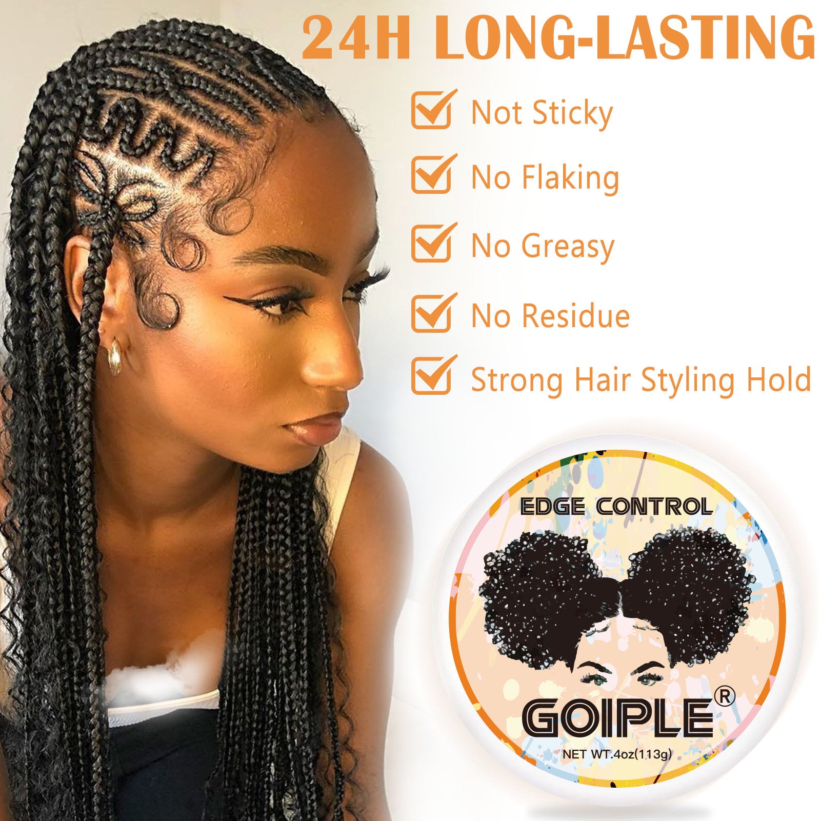 Edge Control Wax for Women Strong Hold Non-greasy (Citrus Scent)