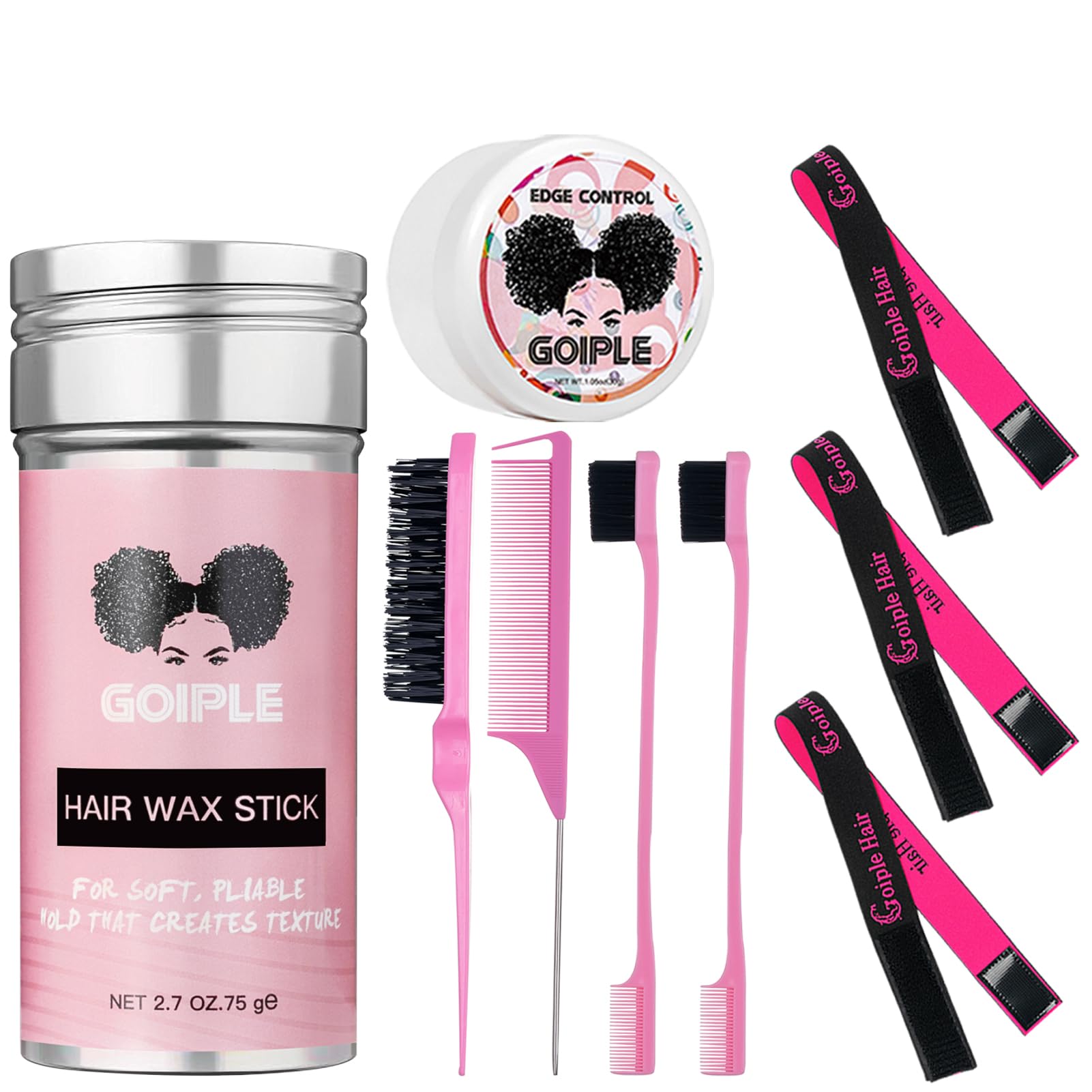 3PCS Elastic Bands for Wig Edges Wax Stick Set