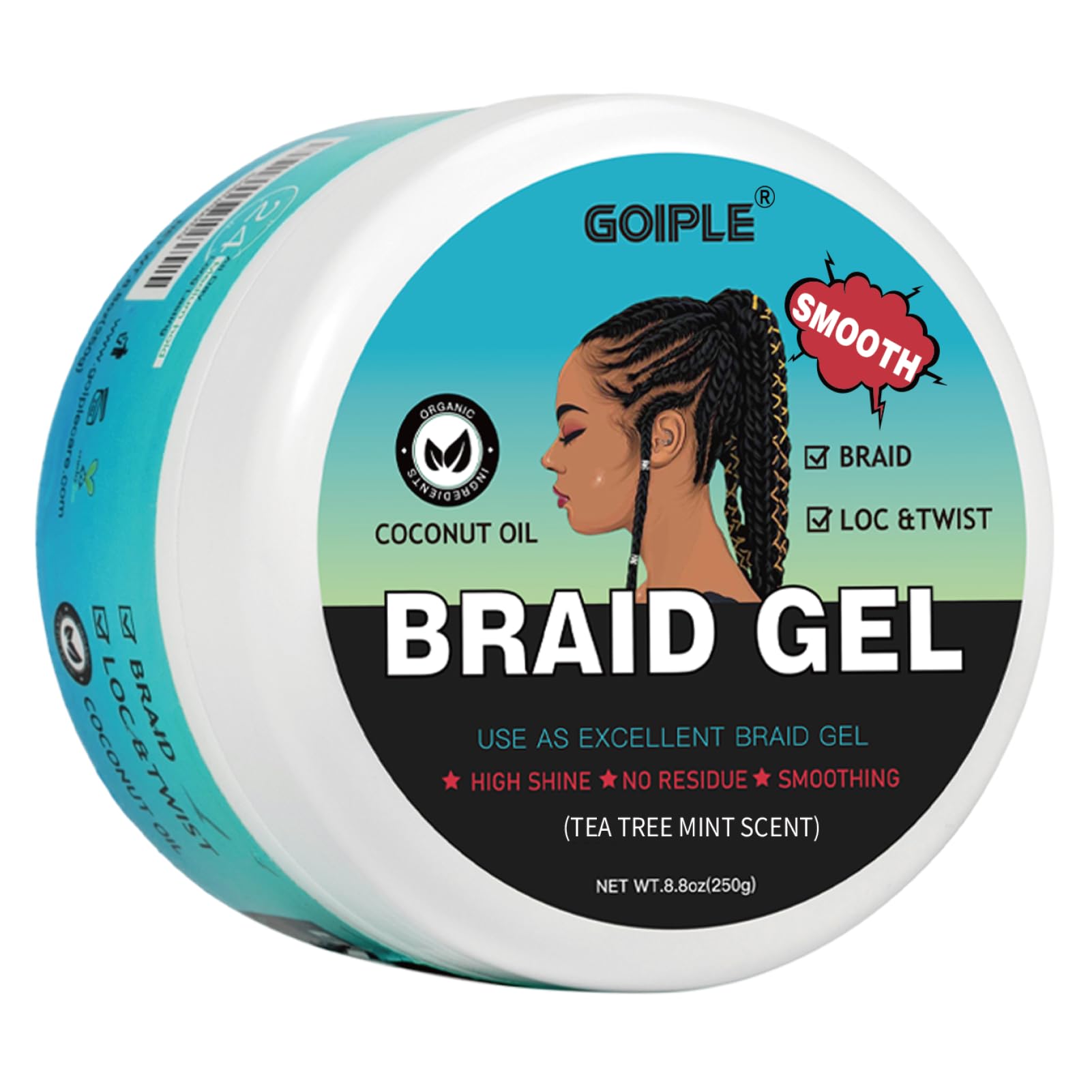 8.8oz Extra Hold High Shine Braiding Gel(Tea Tree)