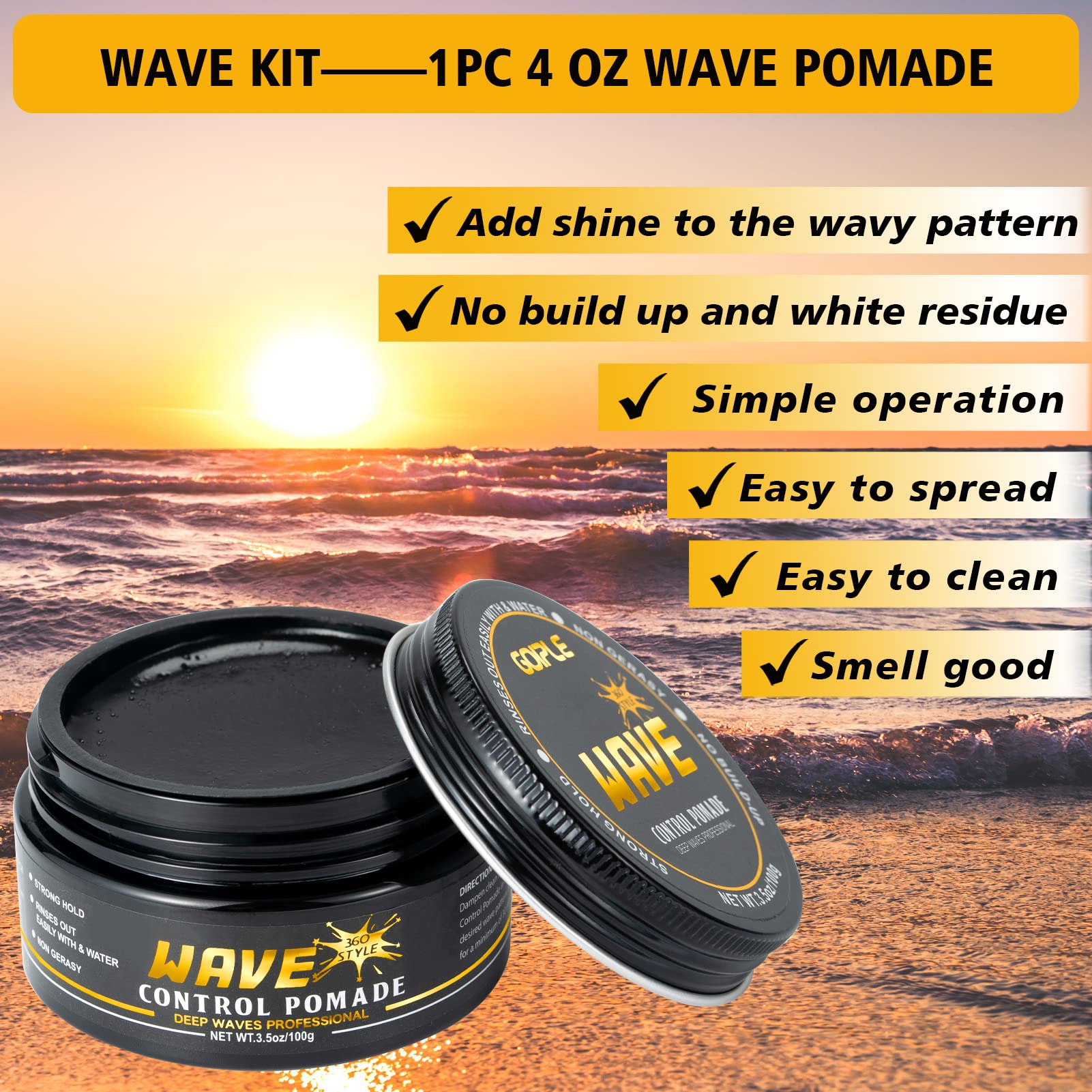 Wave Pomade for Men Strong Hold Easy Wash 360 Wave