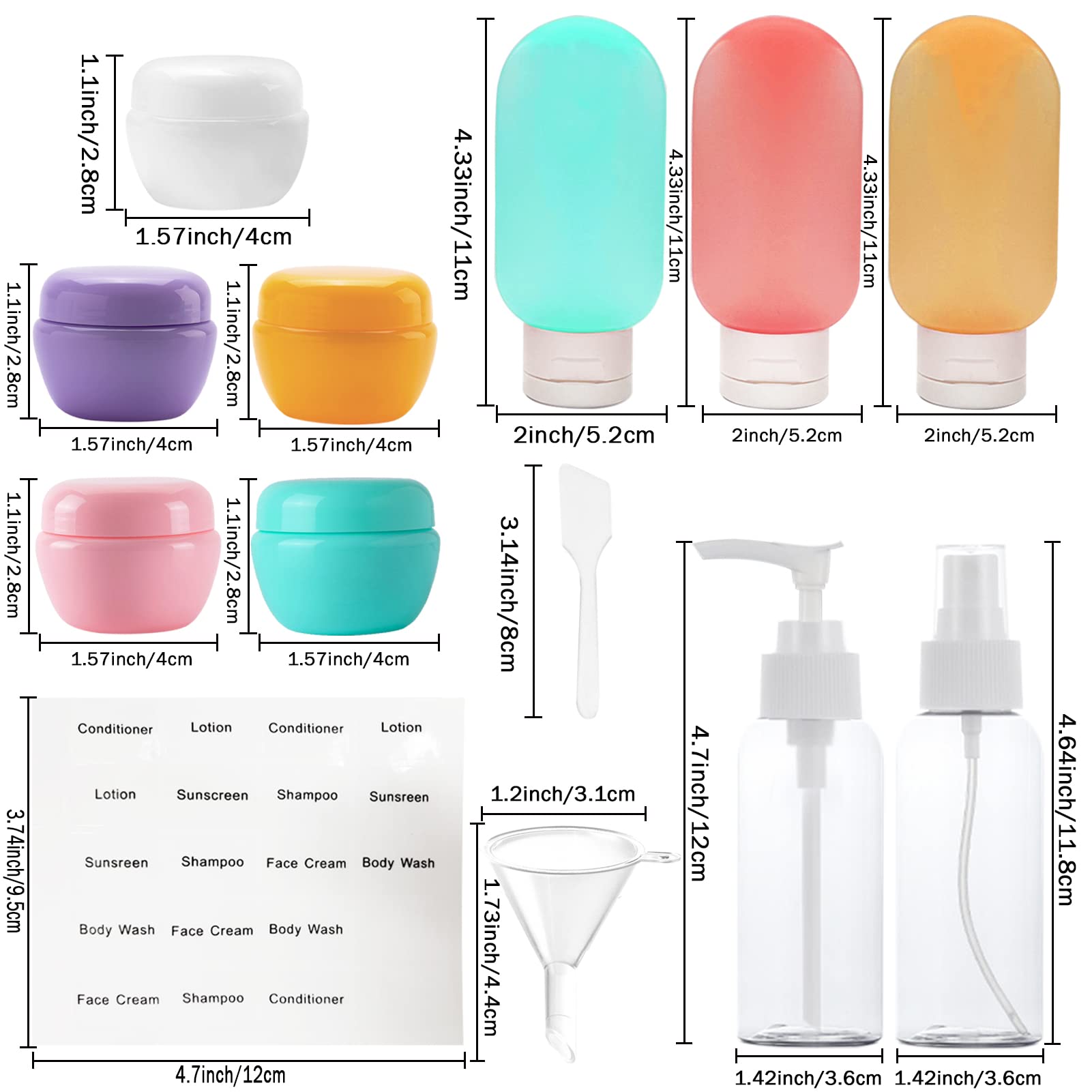 20Pcs Travel Bottles Silicone Bottles for Travel