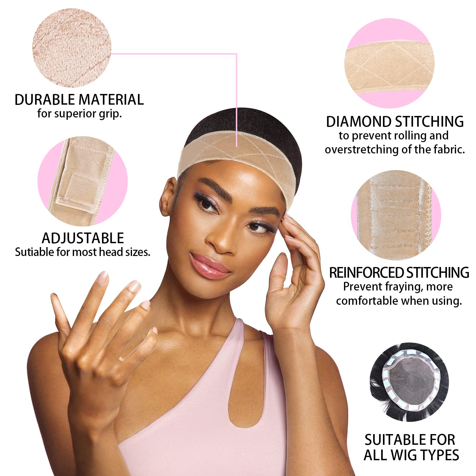 Adjustable Lace Frontal Elastic Bands Set - Keep Wigs in Place & Perfect  Edges