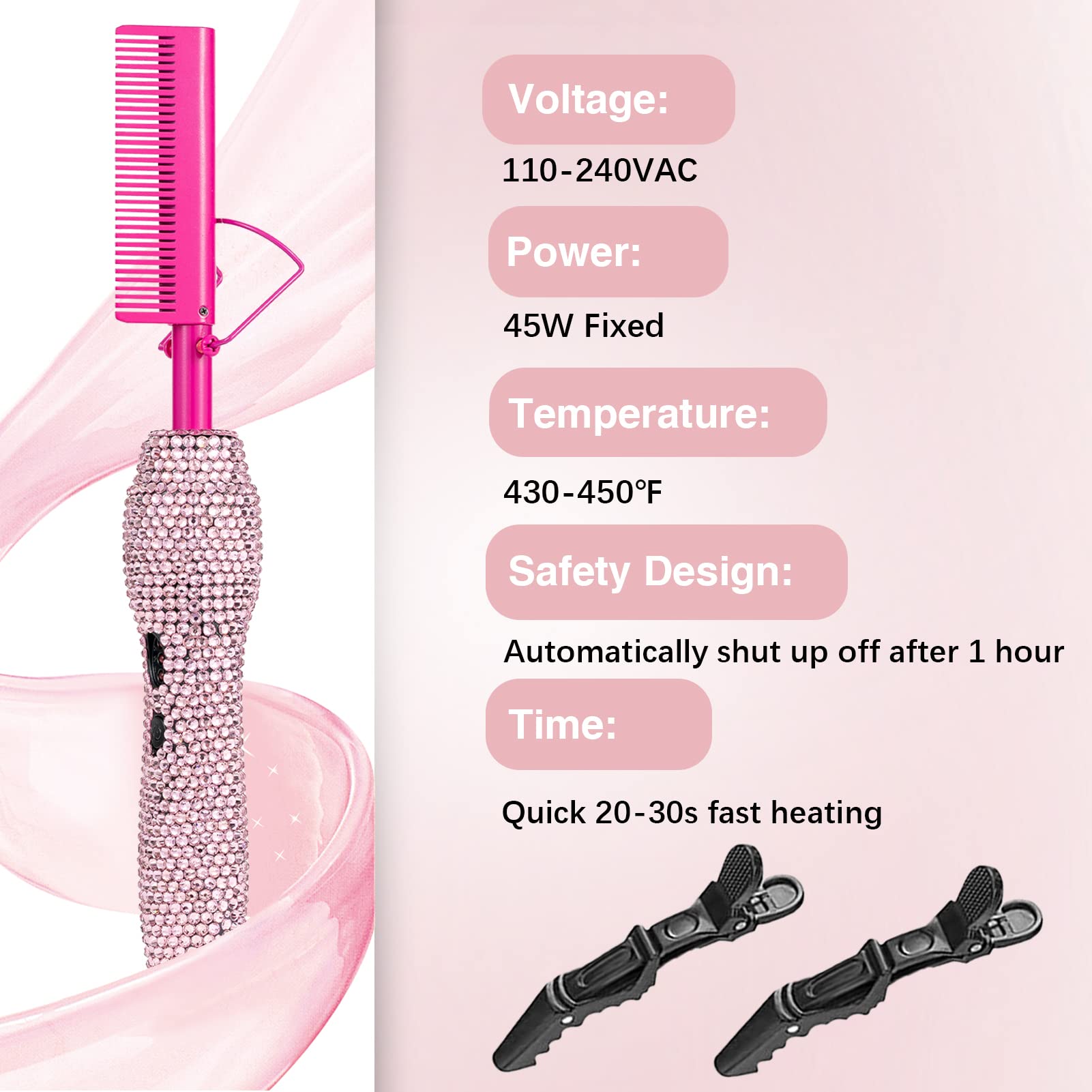 Electrical Straightening Comb Curling Iron for Natural Black Hair Wigs