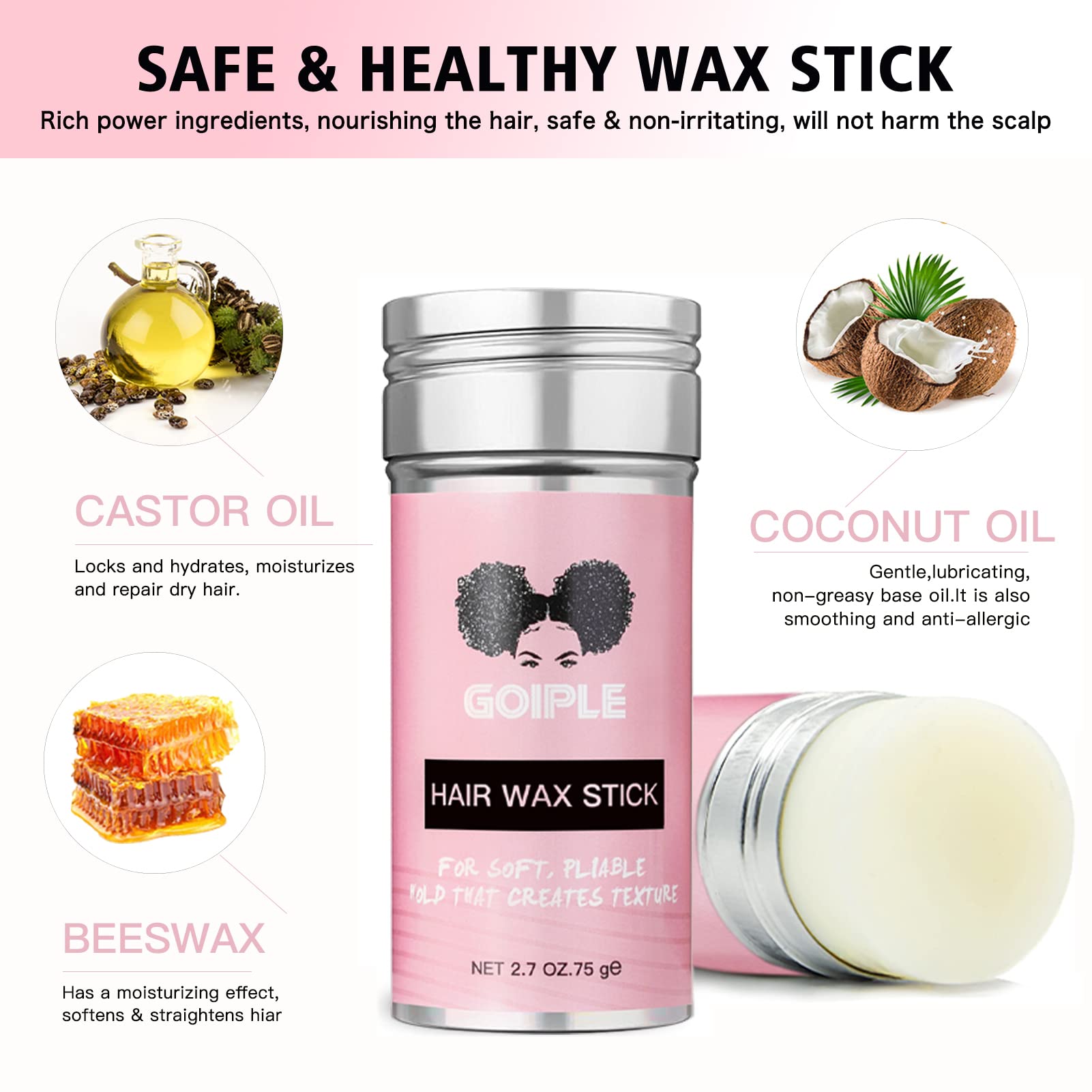 Hair Wax Stick for Hair Wig, Long-Lasting Styling Wax Stick Set