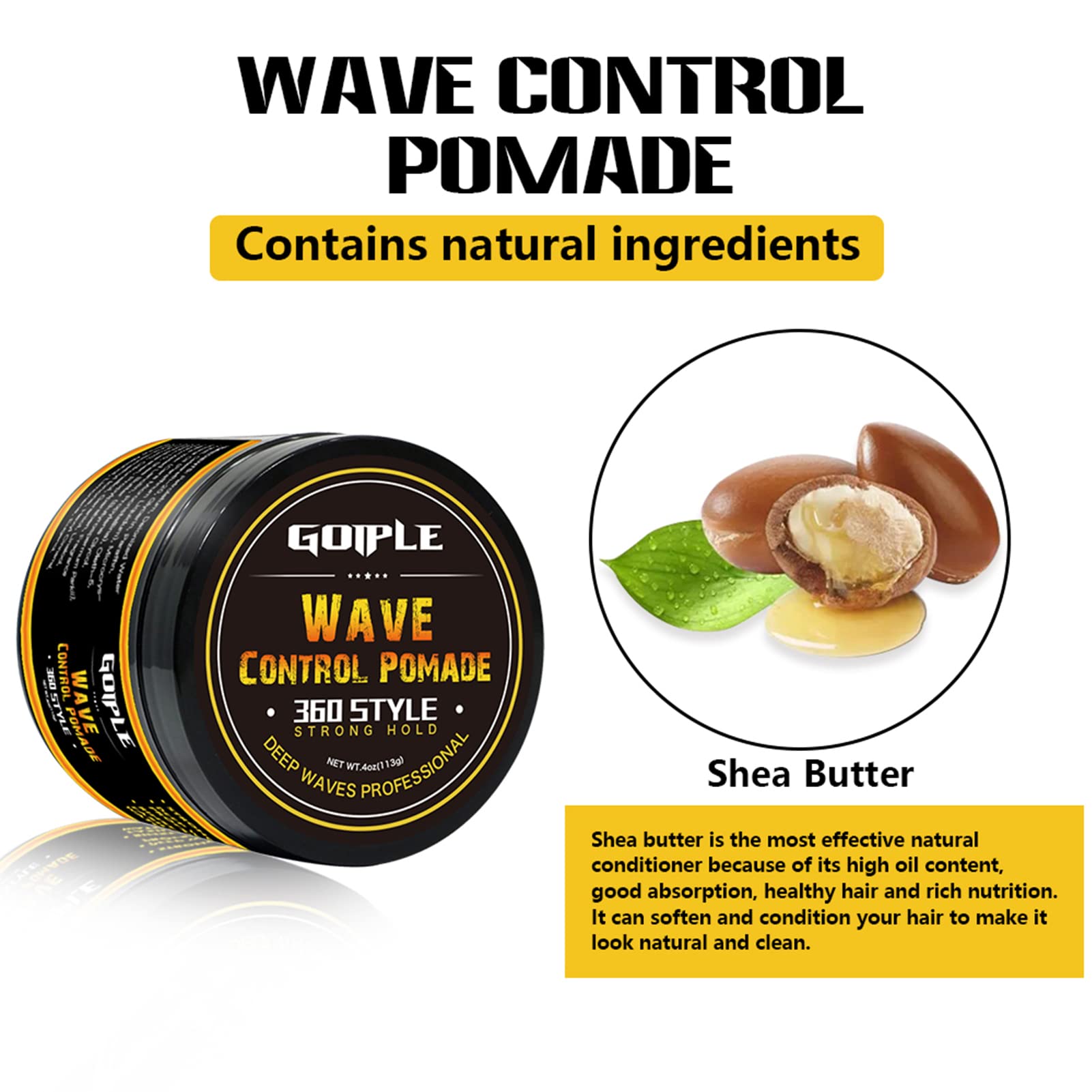 Natural Wave Pomade for Men Strong Hold 360 Wave