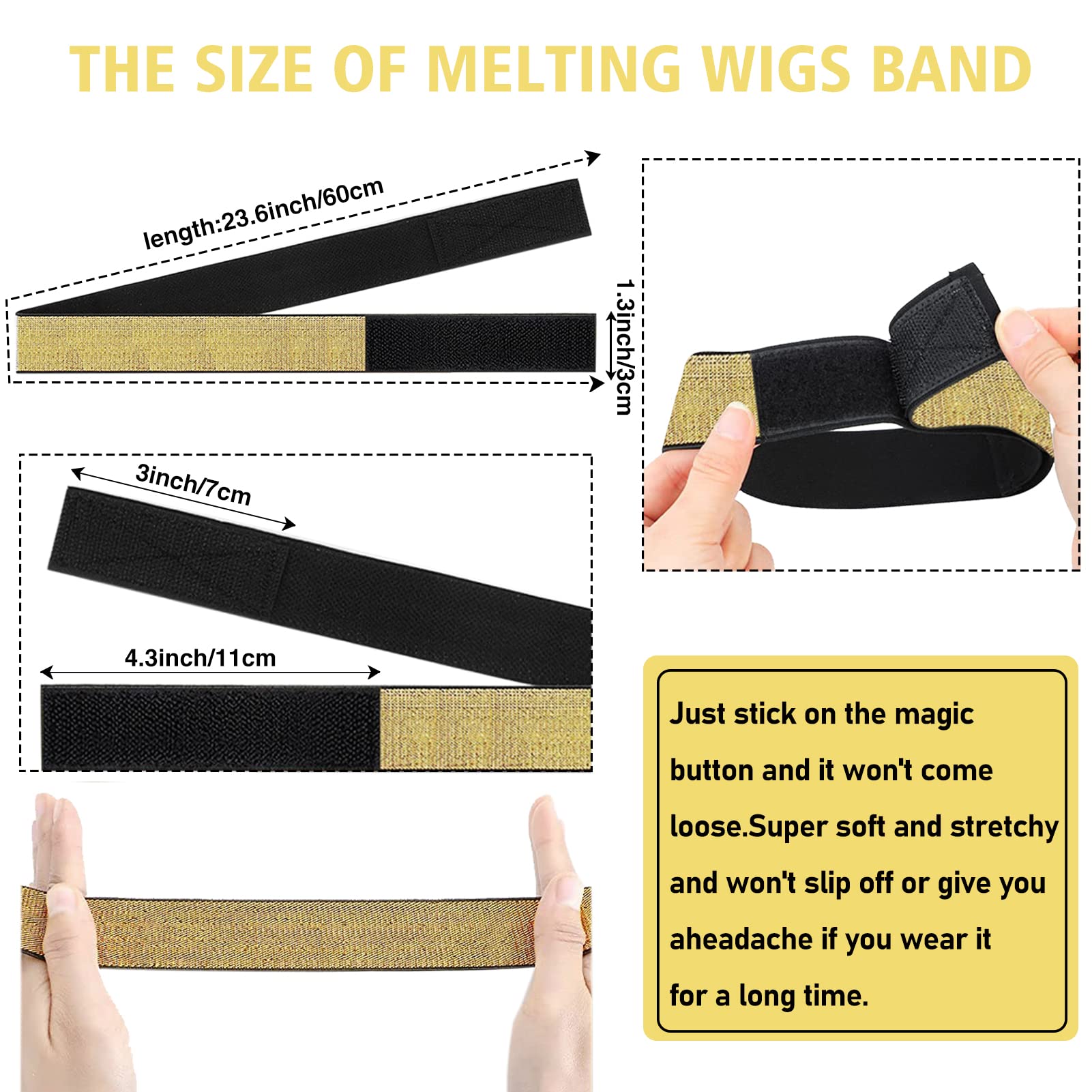 3PCS Elastic Bands for Wig Edges