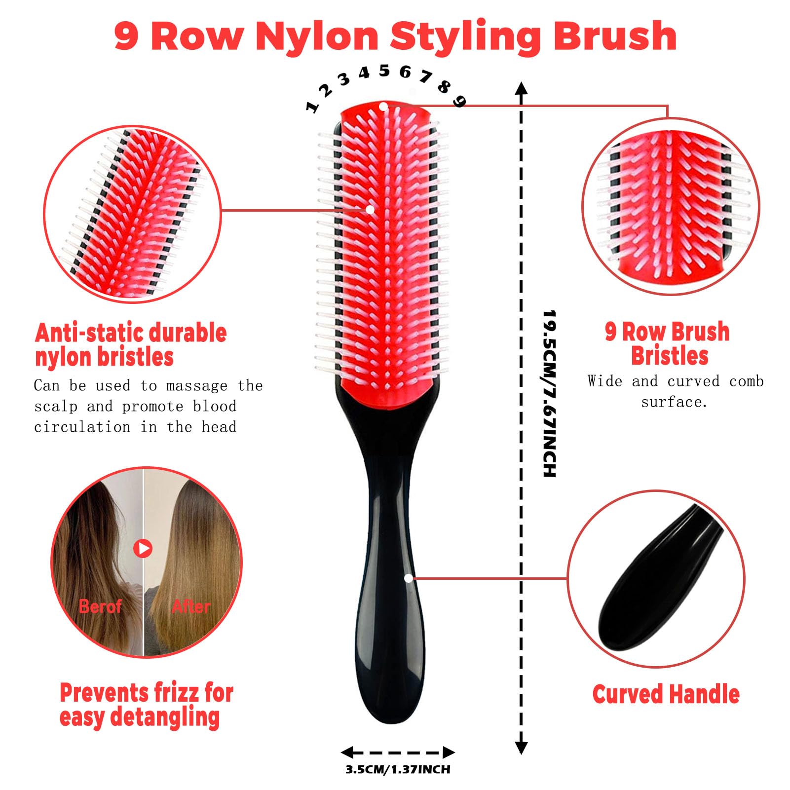 Detangling Brush for Curly Hair Curly Hair Brush for Women/Men/Kids