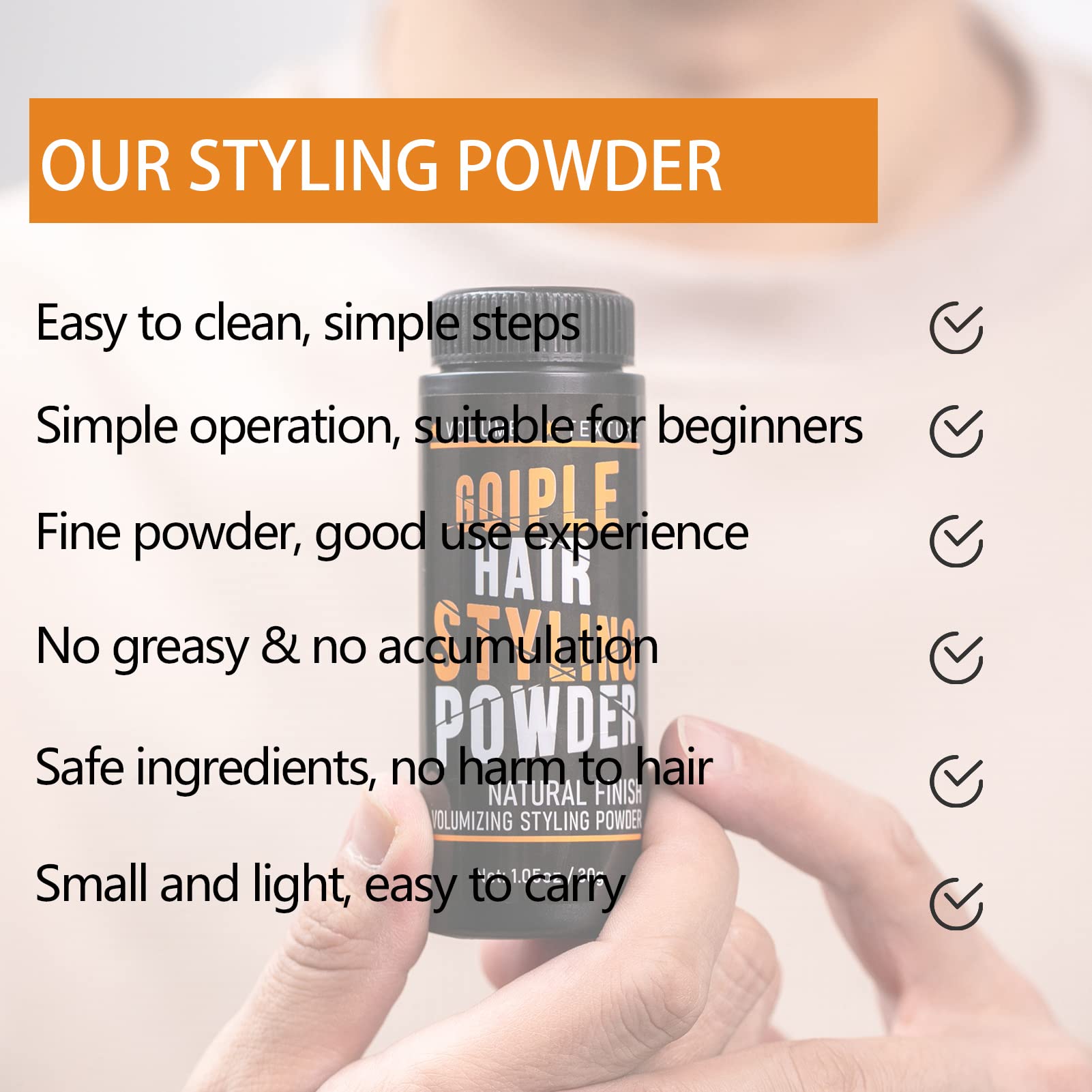 Hair Styling Powder 1.05oz Natural Look Styling Power for Men