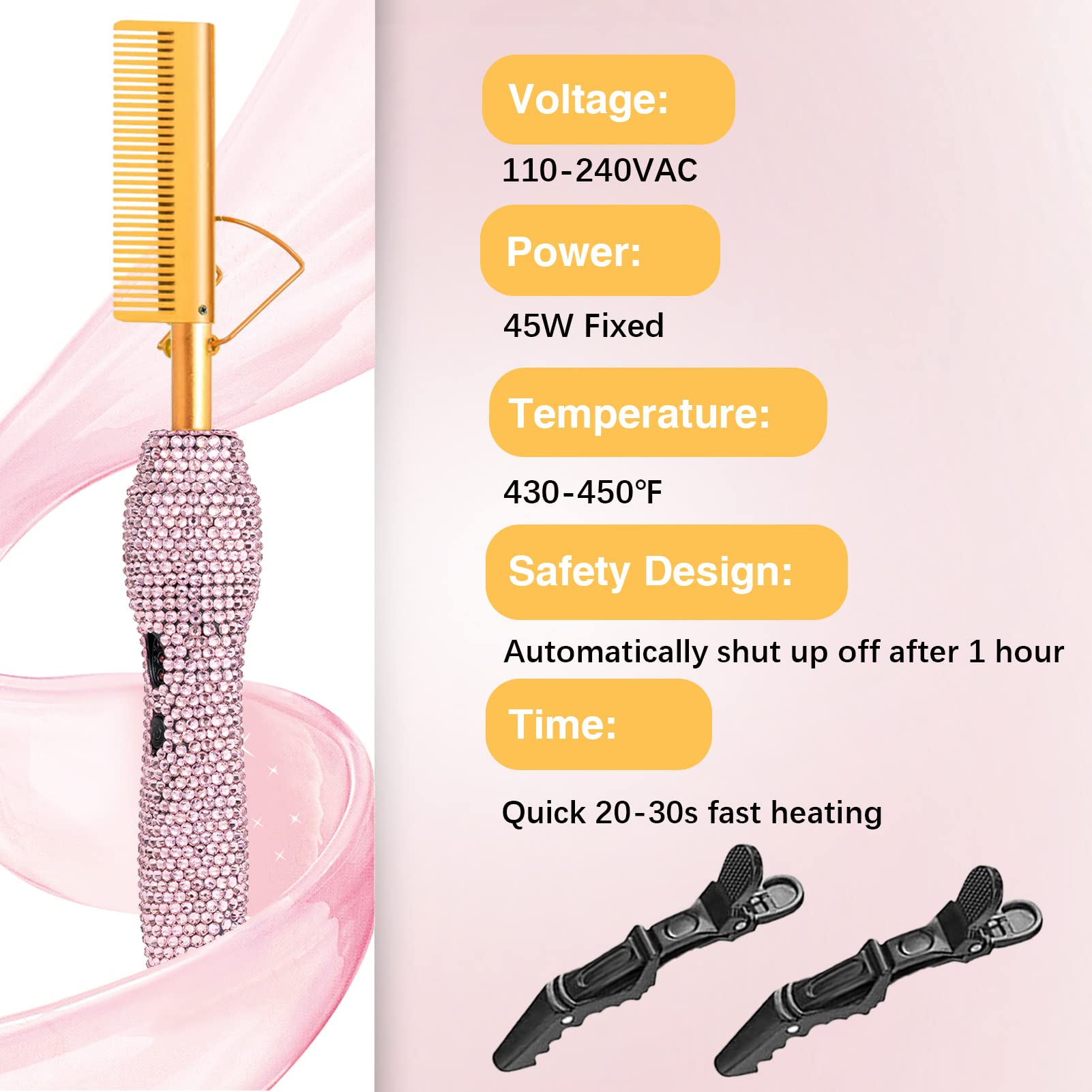 Diamond Hot Comb Electric for Wigs Set