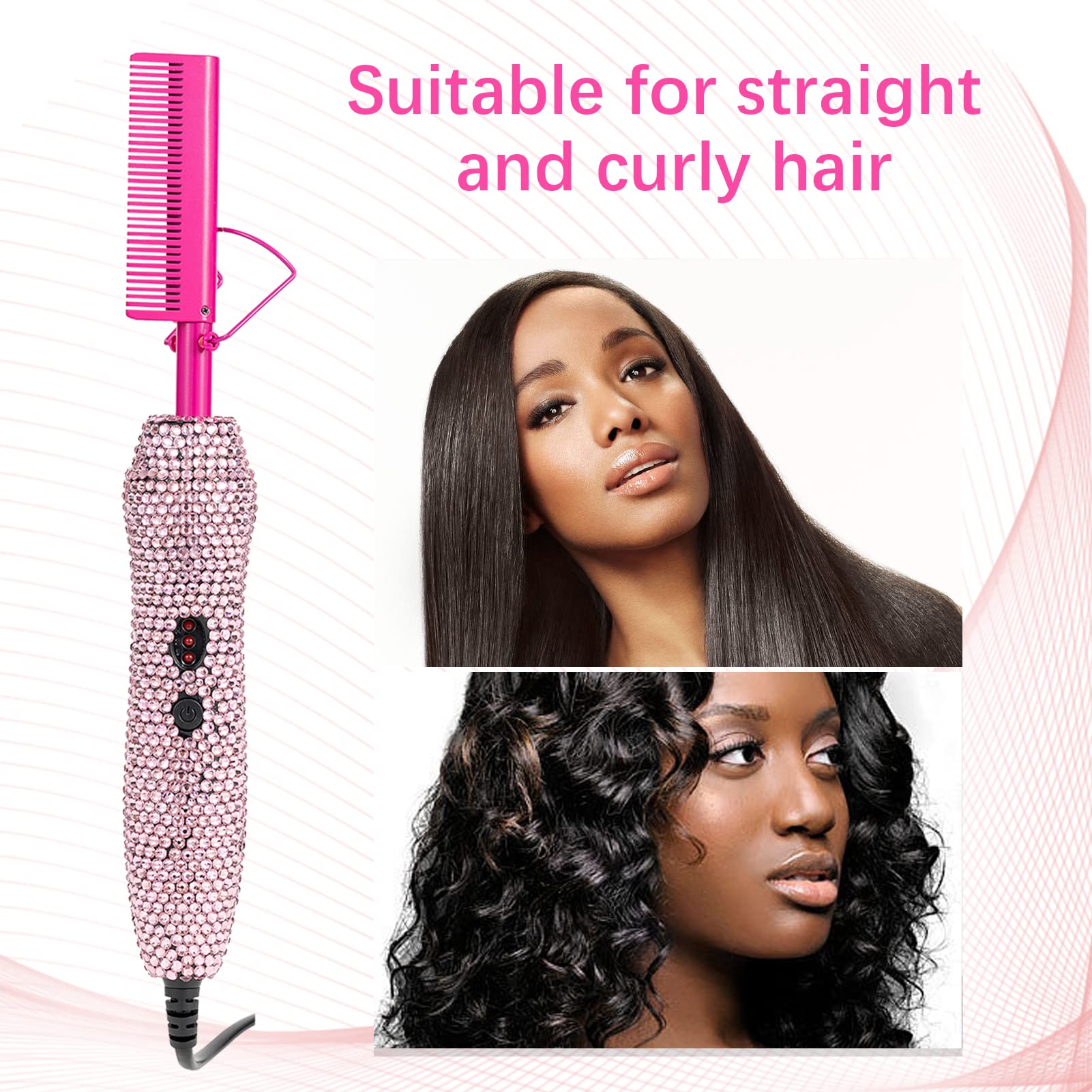 Electrical Straightening Comb Curling Iron for Natural Black Hair Wigs