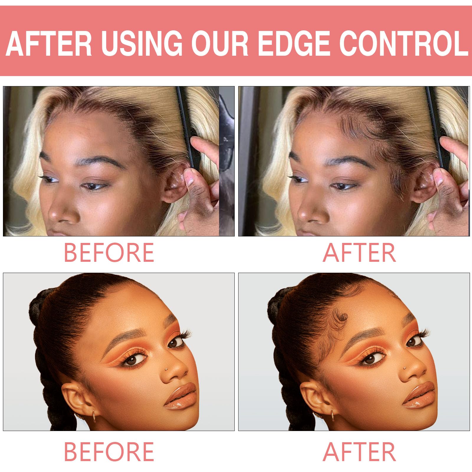 Edge Control Wax for Women Strong Hold 8.8oz (Sweet Peach )