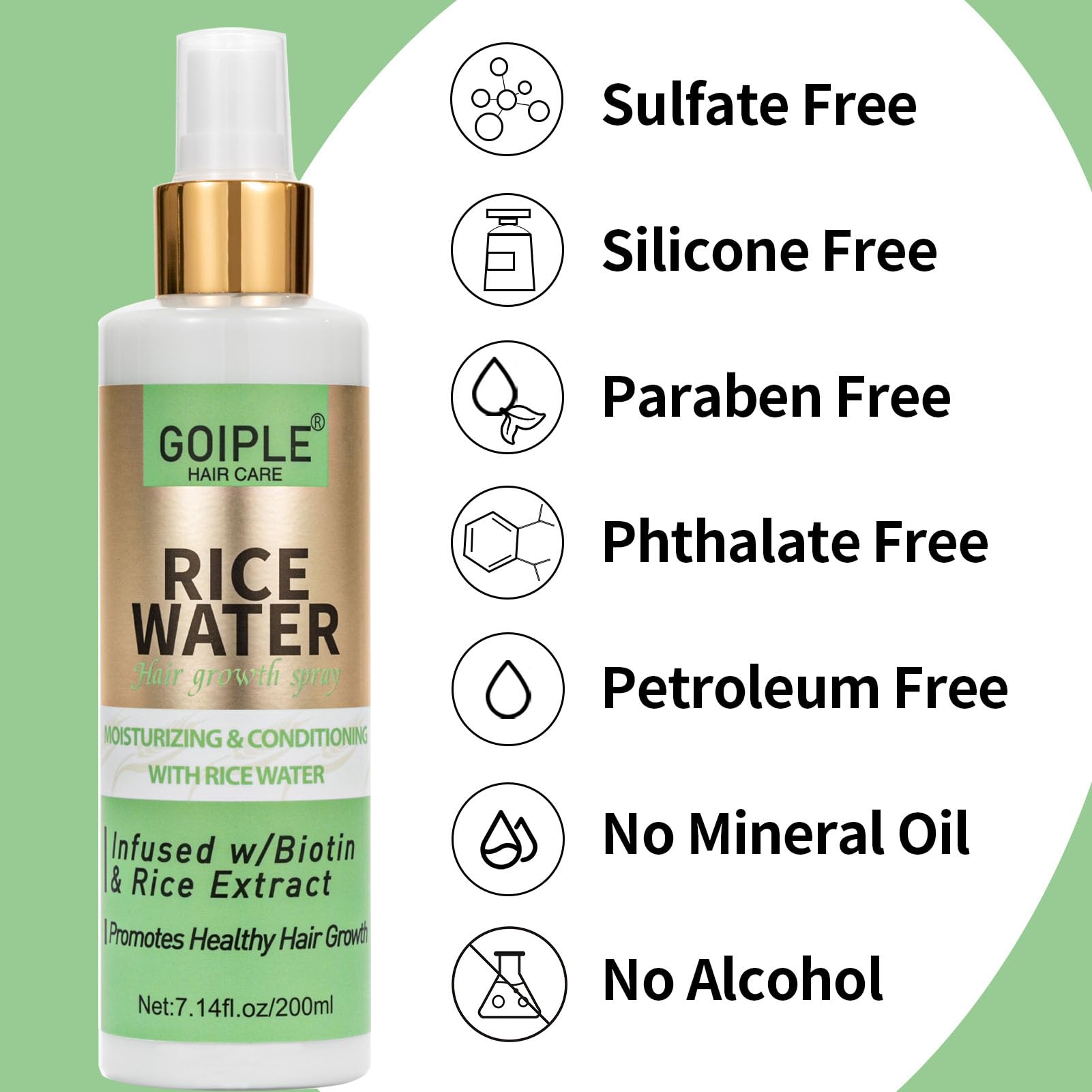 7.14 FL OZ Rice Water For Hair Growth All Natural Vegan