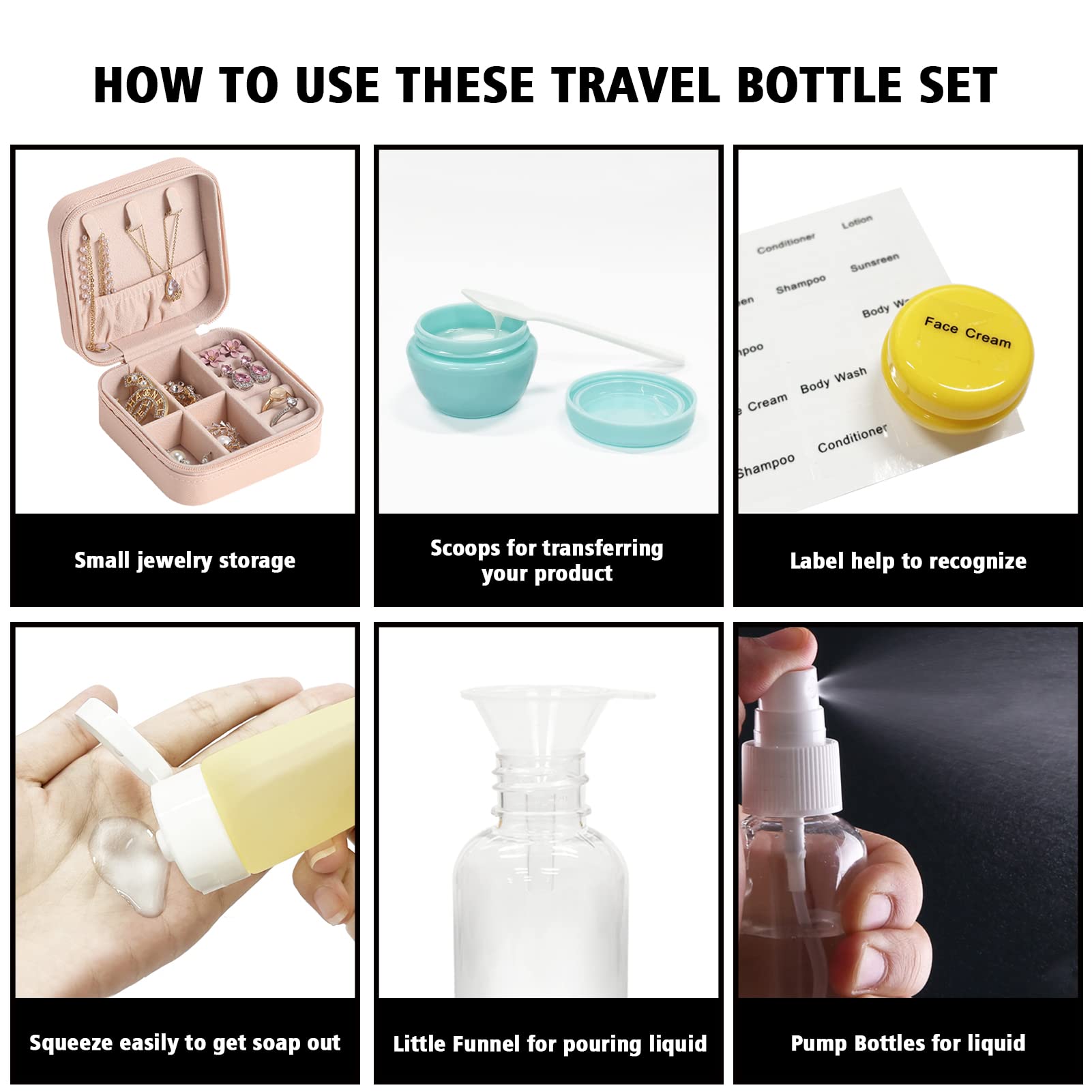 20Pcs Travel Bottles Silicone Bottles for Travel