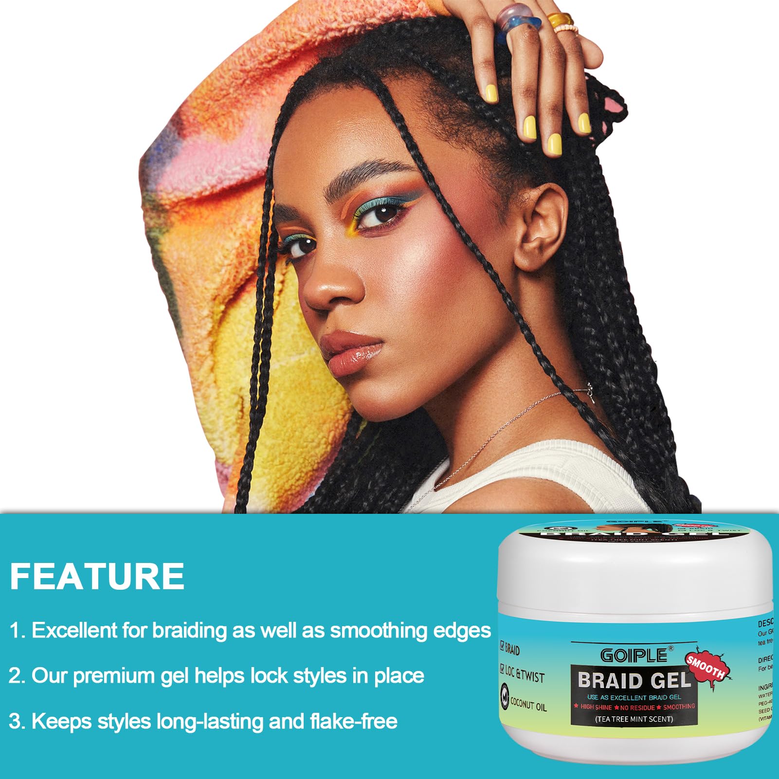 8.8oz Extra Hold High Shine Braiding Gel(Tea Tree)