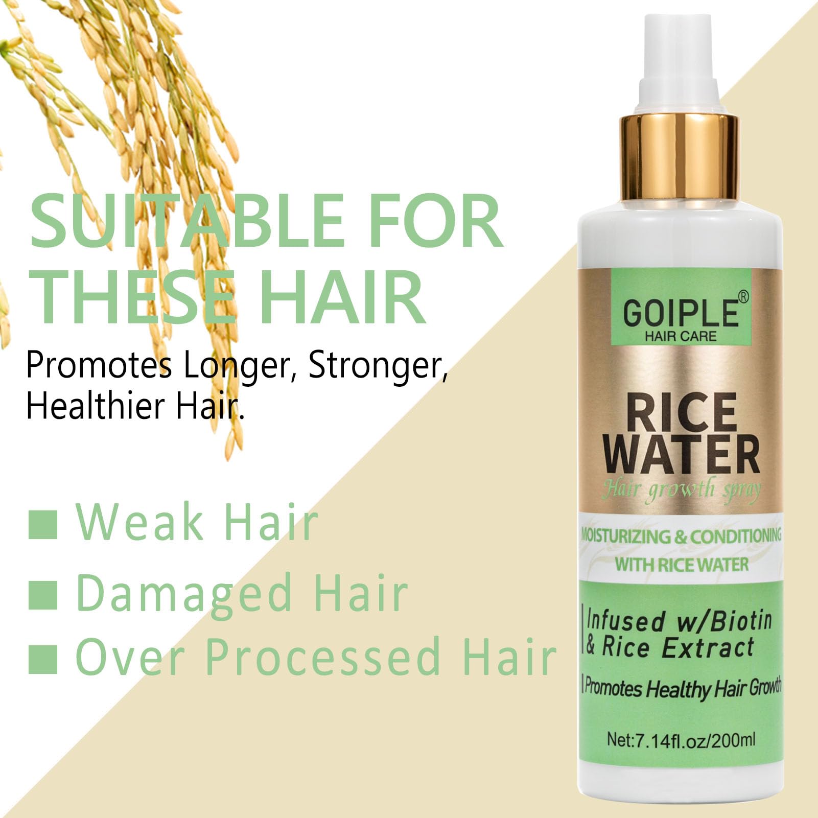 7.14 FL OZ Rice Water For Hair Growth All Natural Vegan