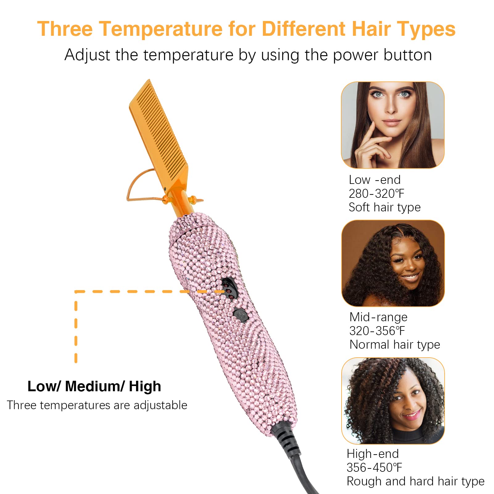 Diamond Hot Comb Electric for Wigs Set