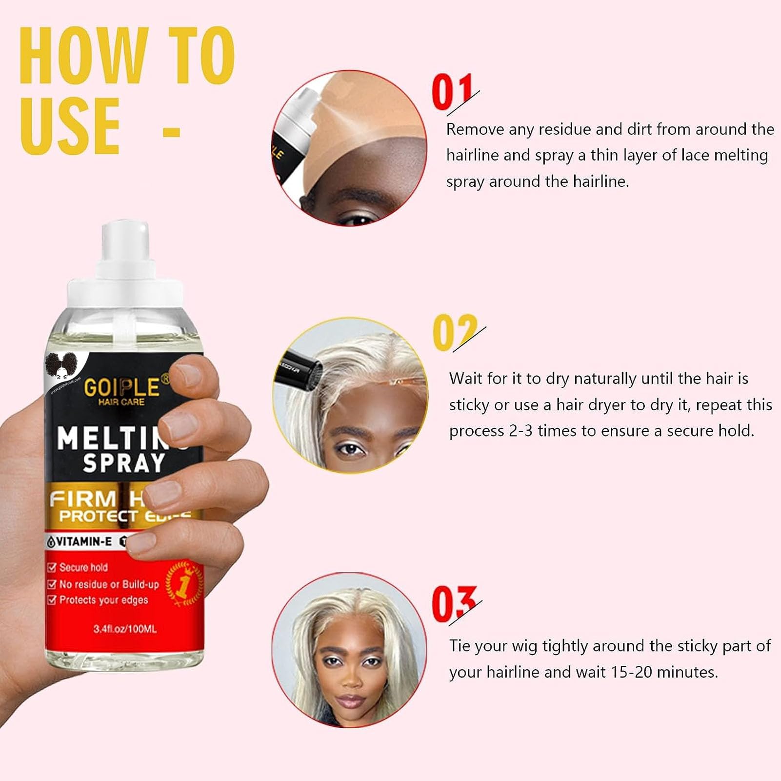 Lace Melting Spray Glue-Less Hair Adhesive for Wigs