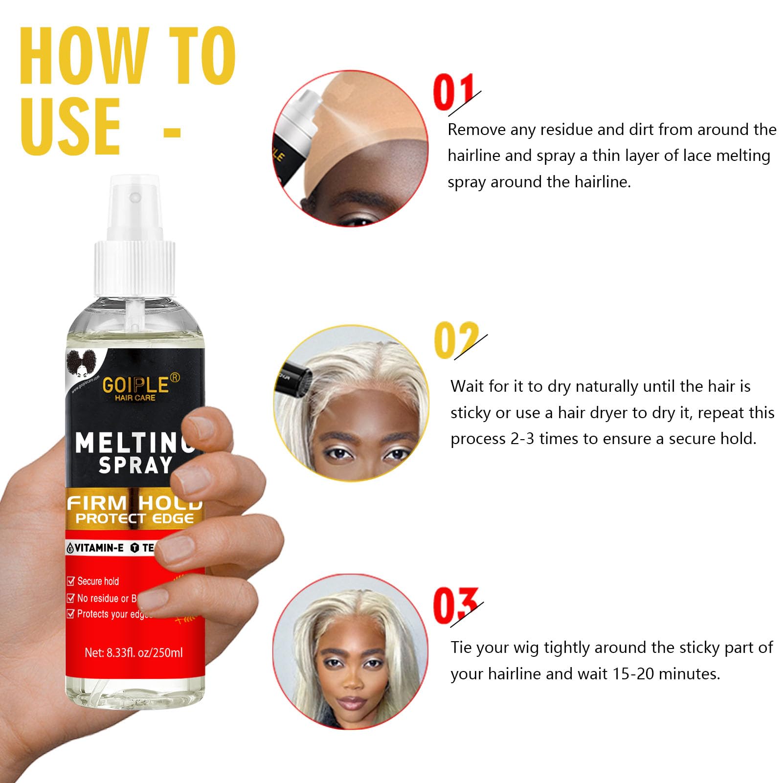 8.33 fl oz Lace Melting and Holding Spray Glue-Less 