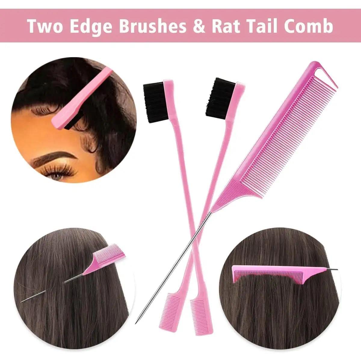 3PCS Elastic Bands for Wig Edges Wax Stick Set