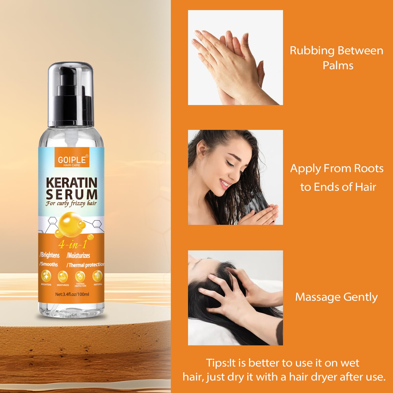 Keratin Protein Hair Serum for Curly Frizzy Hair