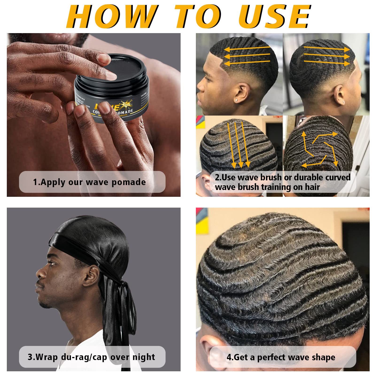 Wave Pomade for Men Strong Hold Easy Wash 360 Wave