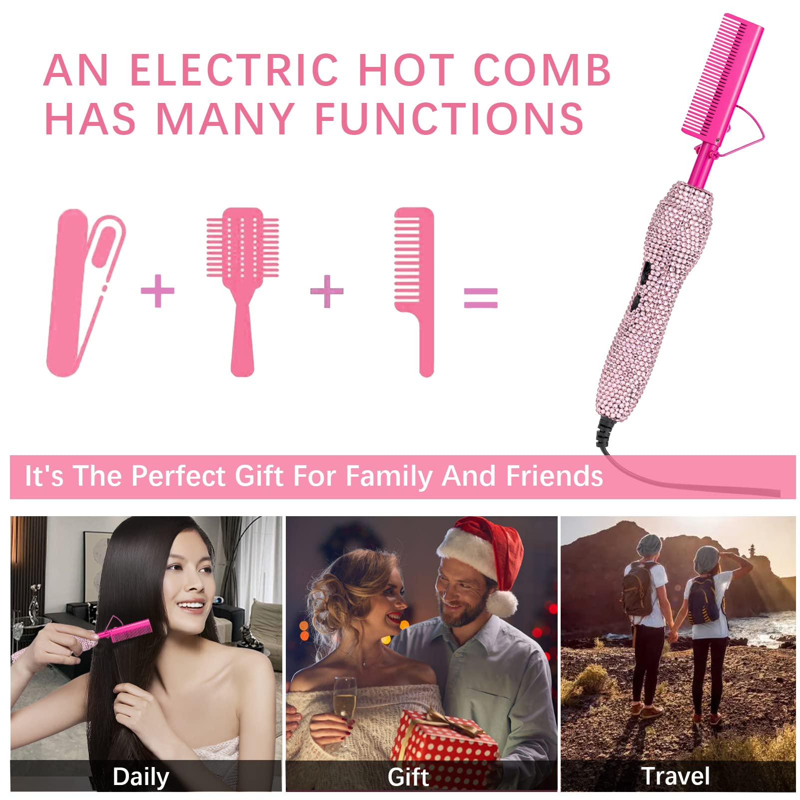 Electrical Straightening Comb Curling Iron for Natural Black Hair Wigs